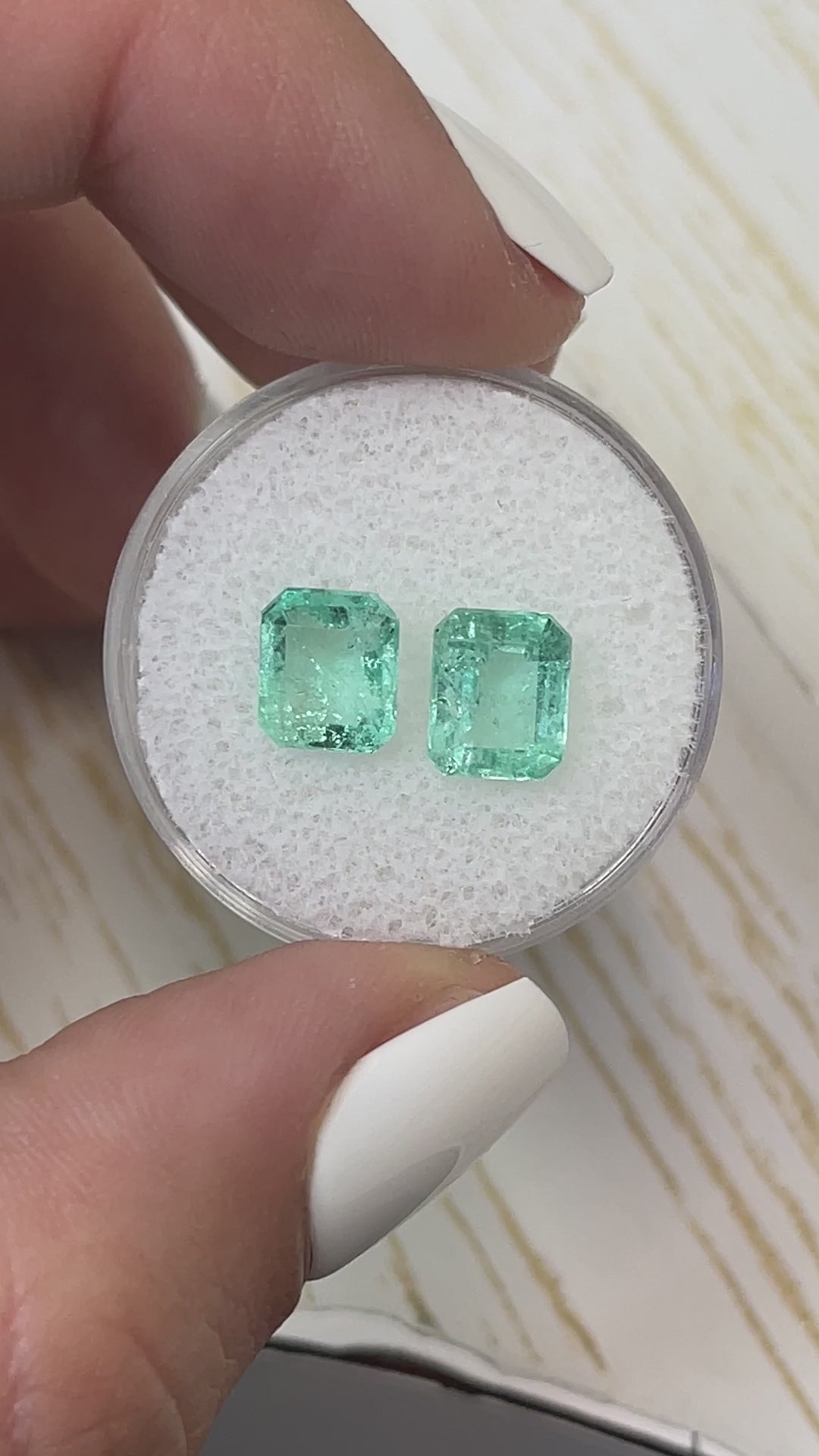 3.75tcw 8x6.5 Matching Green Loose Colombian Emeralds-Emerald Cut