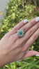 1960s 5.0tcw 14K Colombian Emerald-Cushion & Diamond Cluster Vintage Cocktail Gold Ring