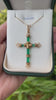 7.69tcw 18K Gold Rough Colombian Emerald Pendant Crystal Cross Pendant