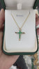 0.95tcw 18K Dark Vivid Green Emerald Religious Yellow Gold Cross Pendant Necklaces