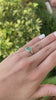 2.62tcw 14K Three Stone East-West Natural Emerald & Trillion Cut Diamond Ring