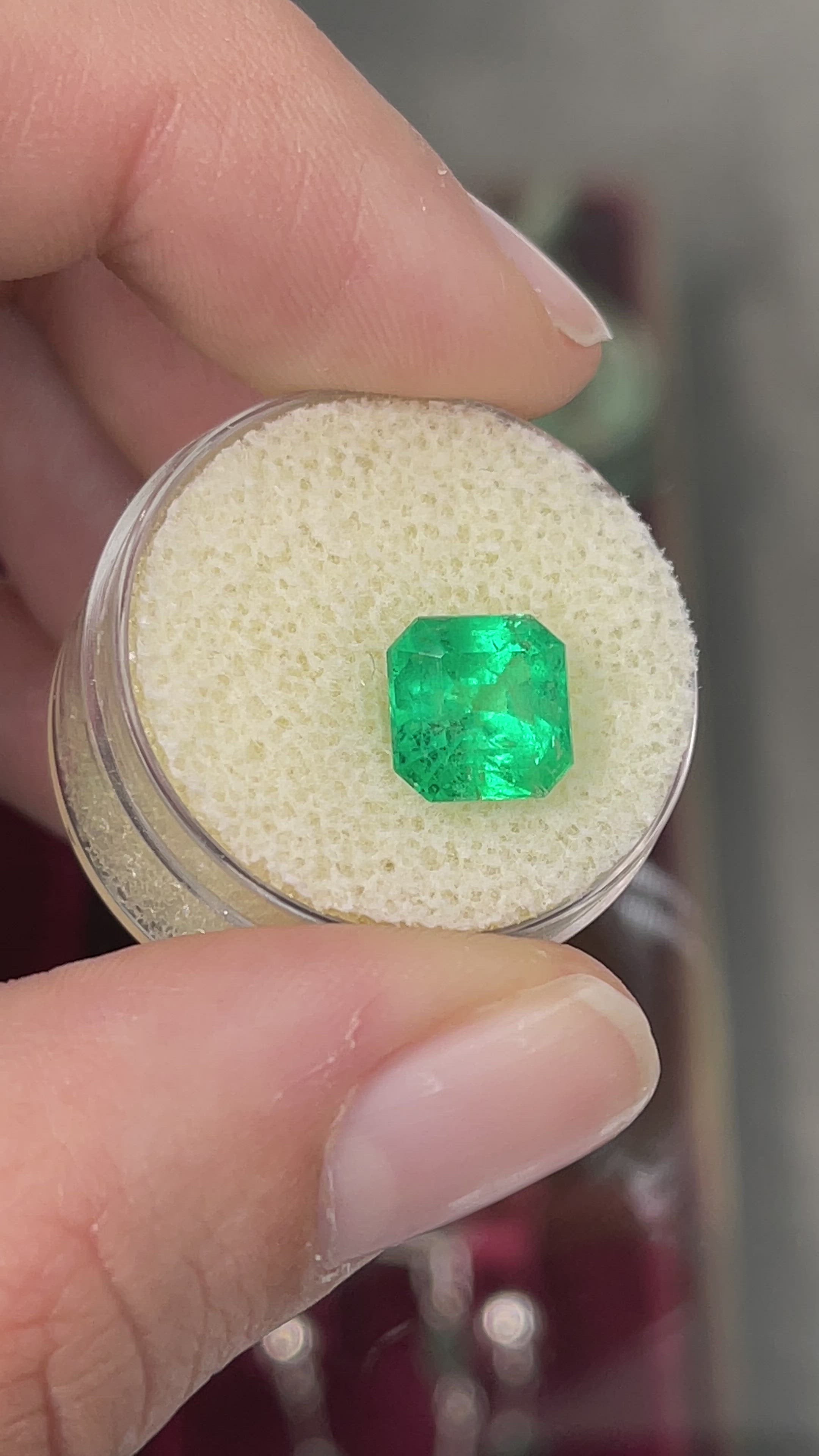 2.95 Carat Rich Medium Green Natural Loose Colombian Emerald-Asscher Cut