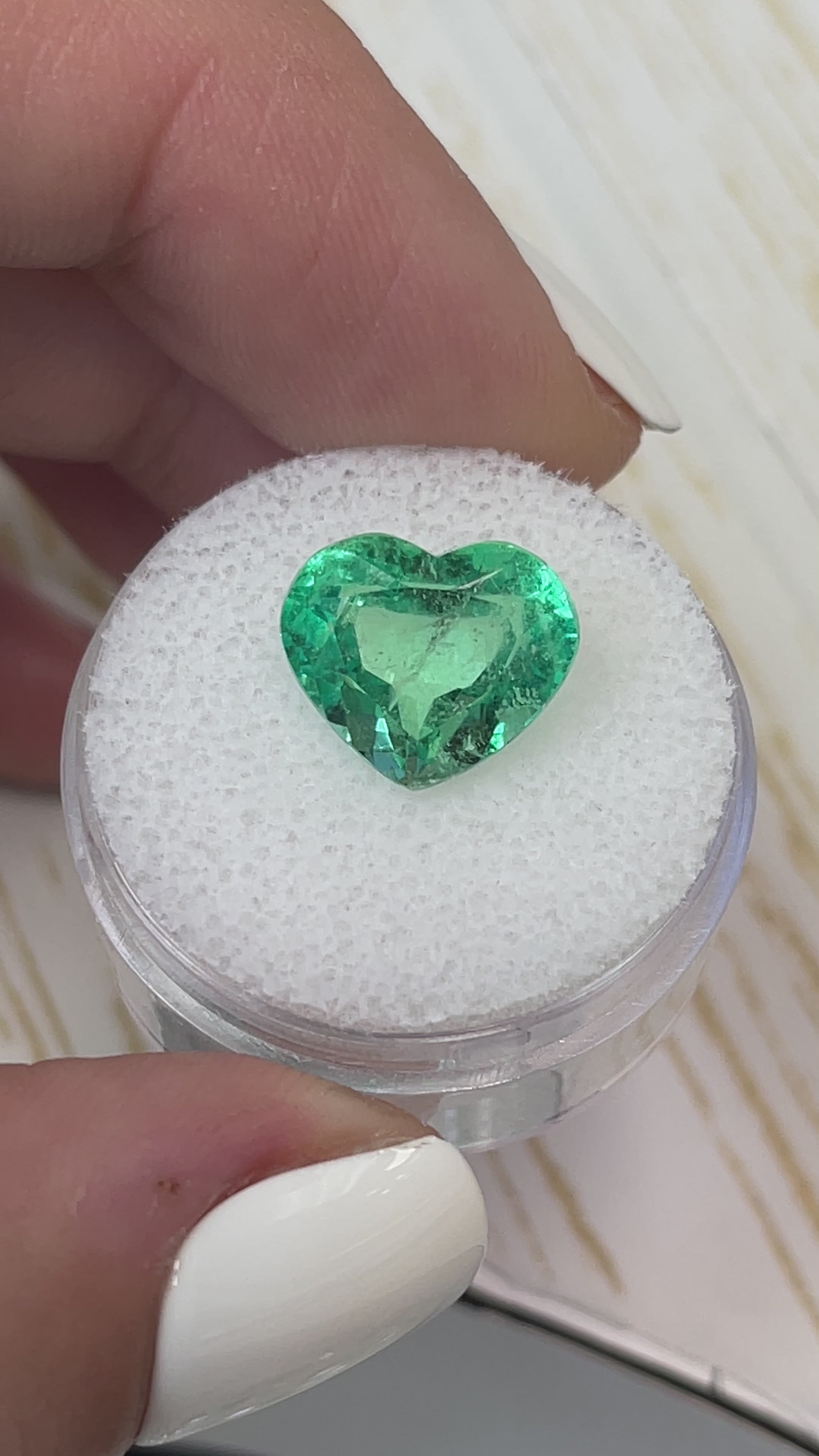 5.19 Carat Pastel Green Natural Loose Colombian Emerald-Heart Cut