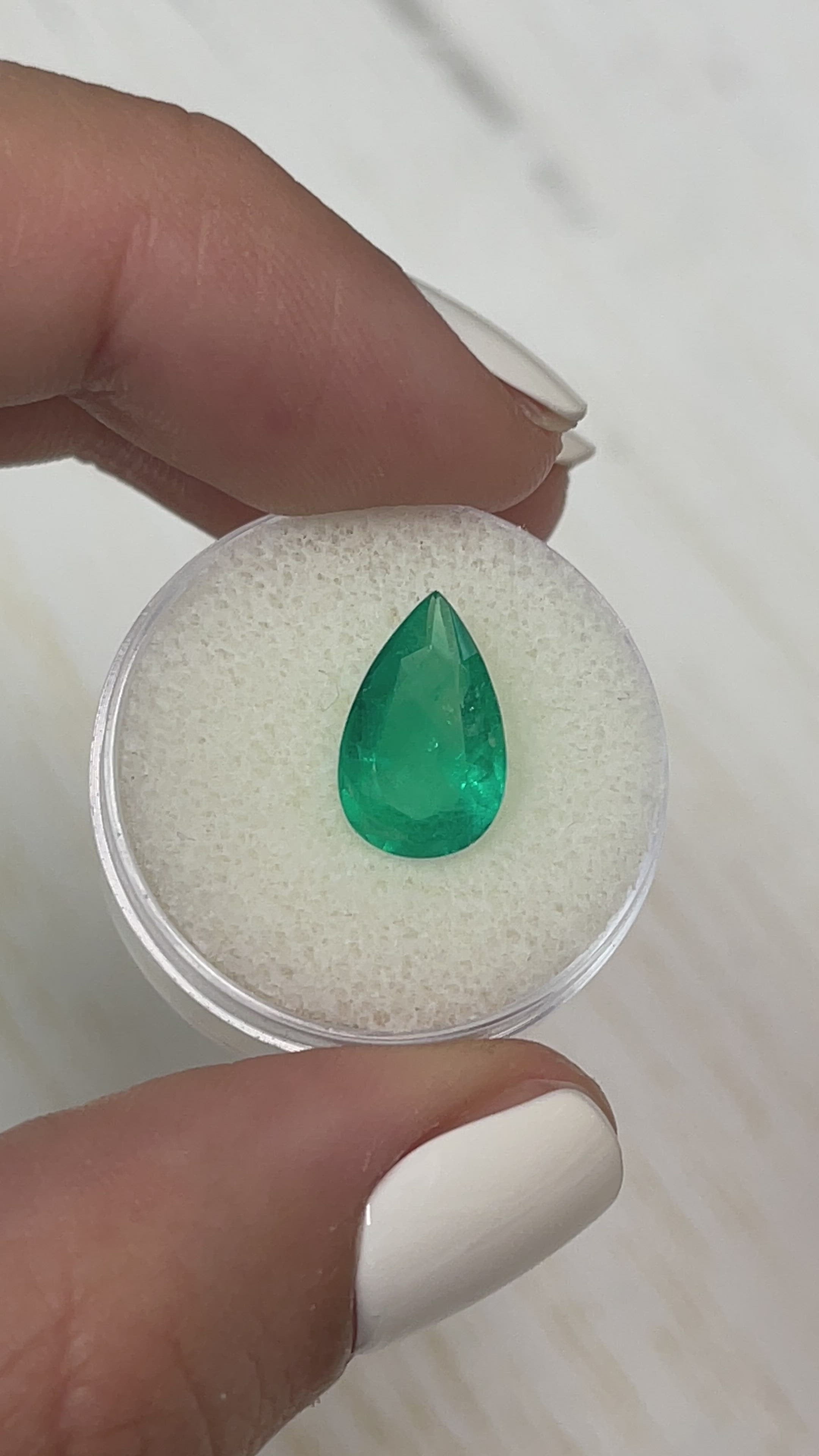 3.46 Carat 13x8 Grass Green Natural Loose Colombian Emerald-Pear Cut