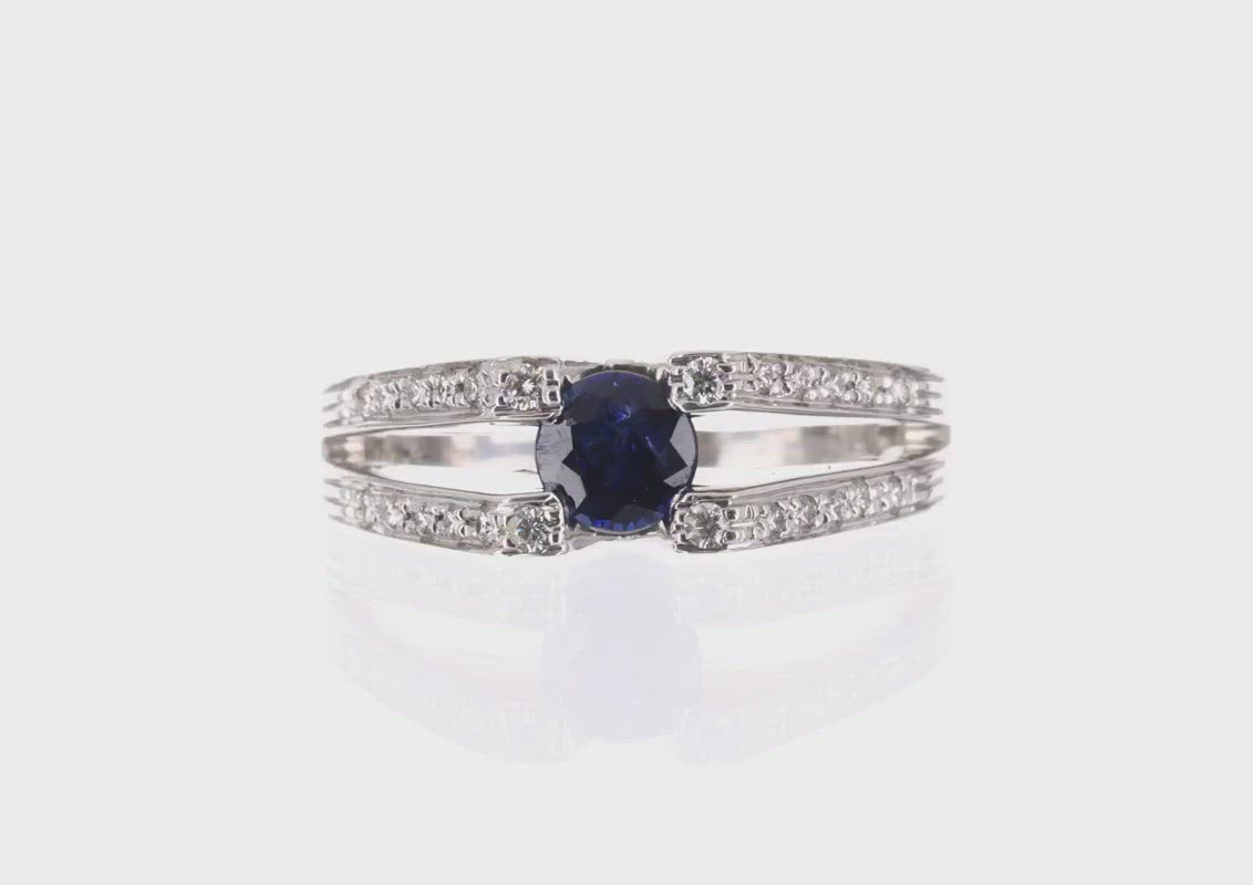 18K Natural Purple-Blue Tanzanite & Diamond Ring video