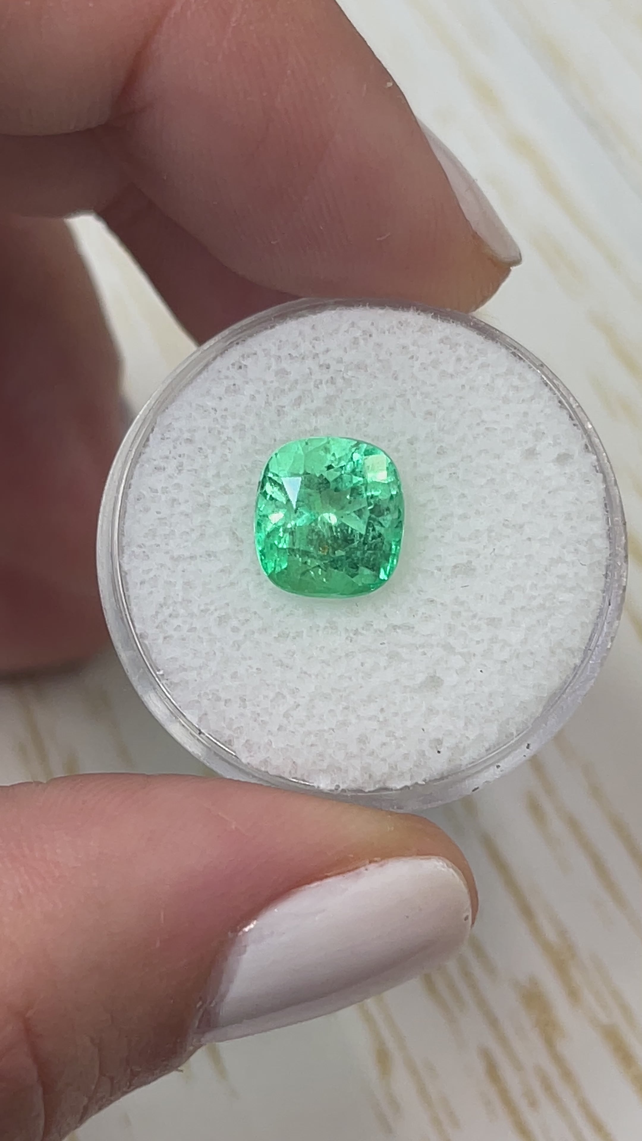 3.25 Carat Lustrous Yellowish Green Natural Loose Colombian Emerald-Cushion Cut