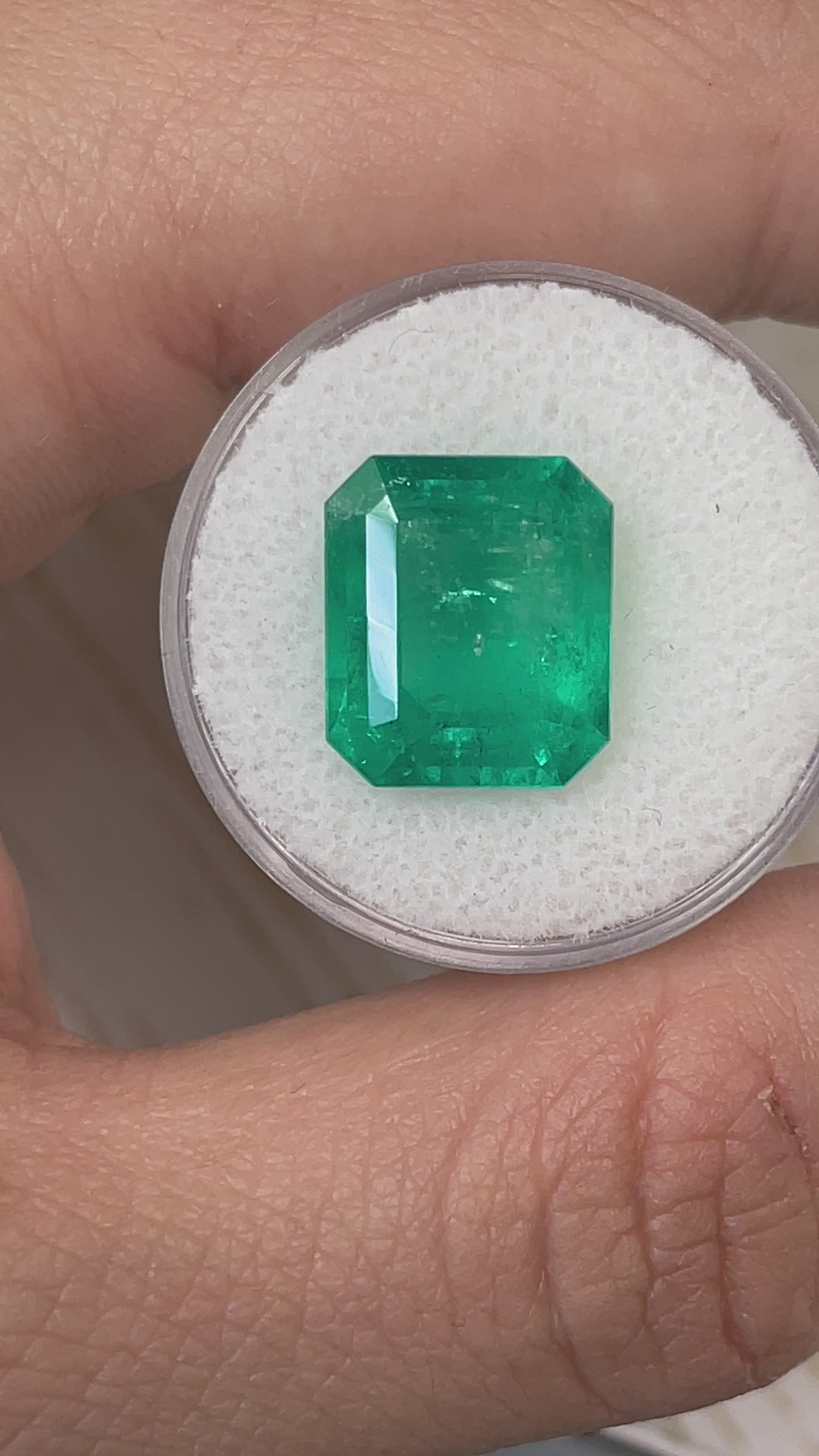 7.39 Carat 14x12 Bluish Green Emerald Cut Loose Colombian Emerald-Emerald Cut