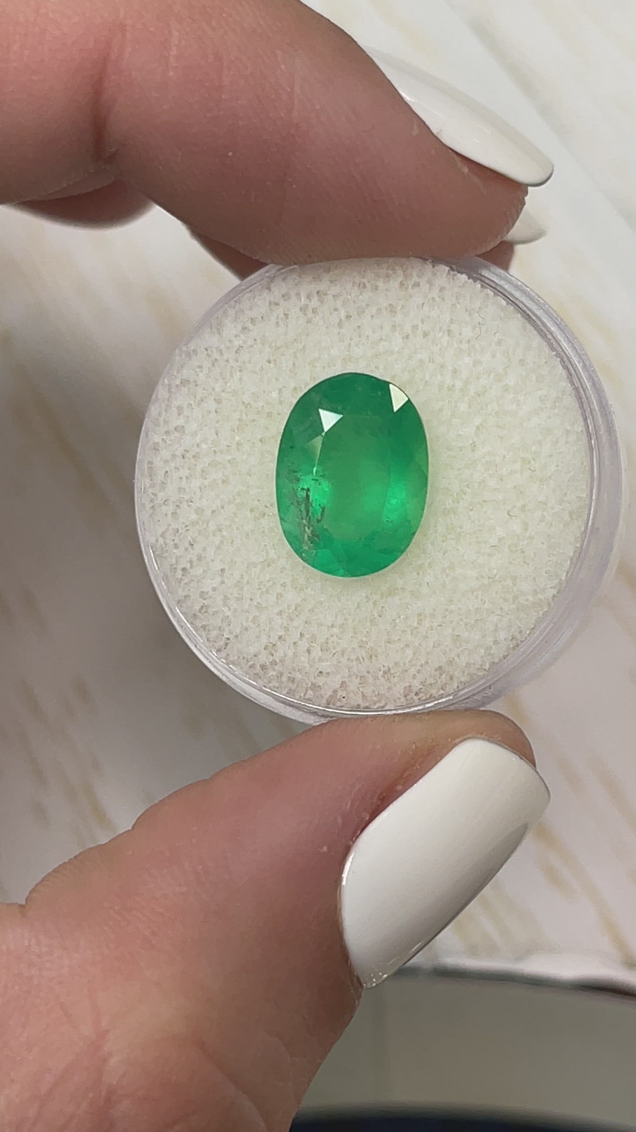 3.46 Carat Neon Green Natural Loose Colombian Emerald-Oval Cut