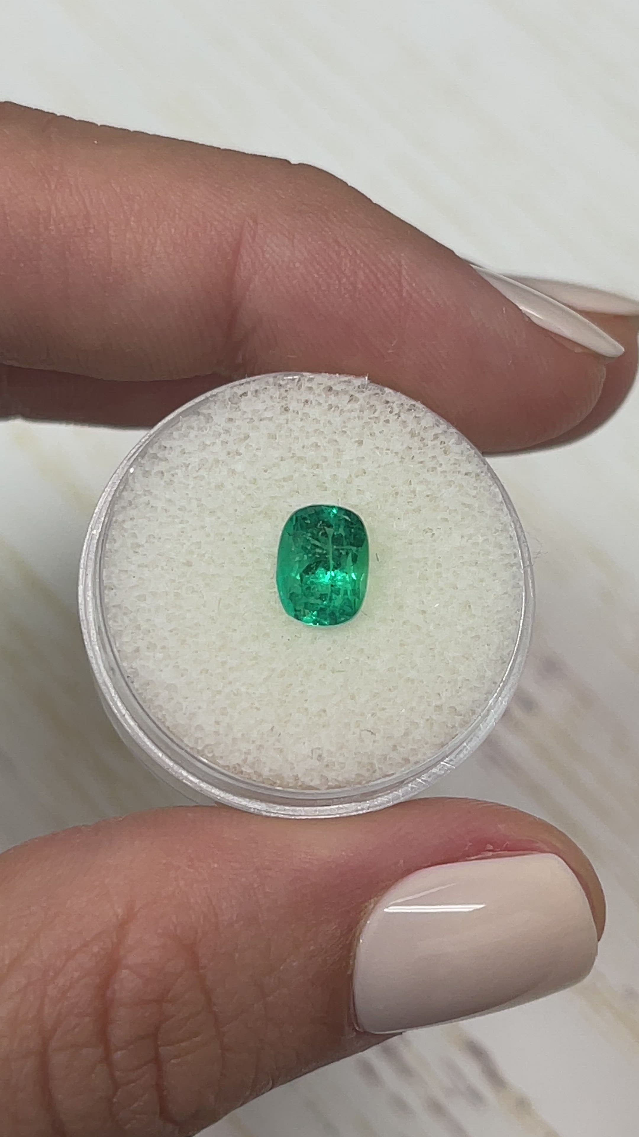 1.58 Carat 8x6 Bluish Green Natural Loose Colombian Emerald-Elongated Cushion Cut