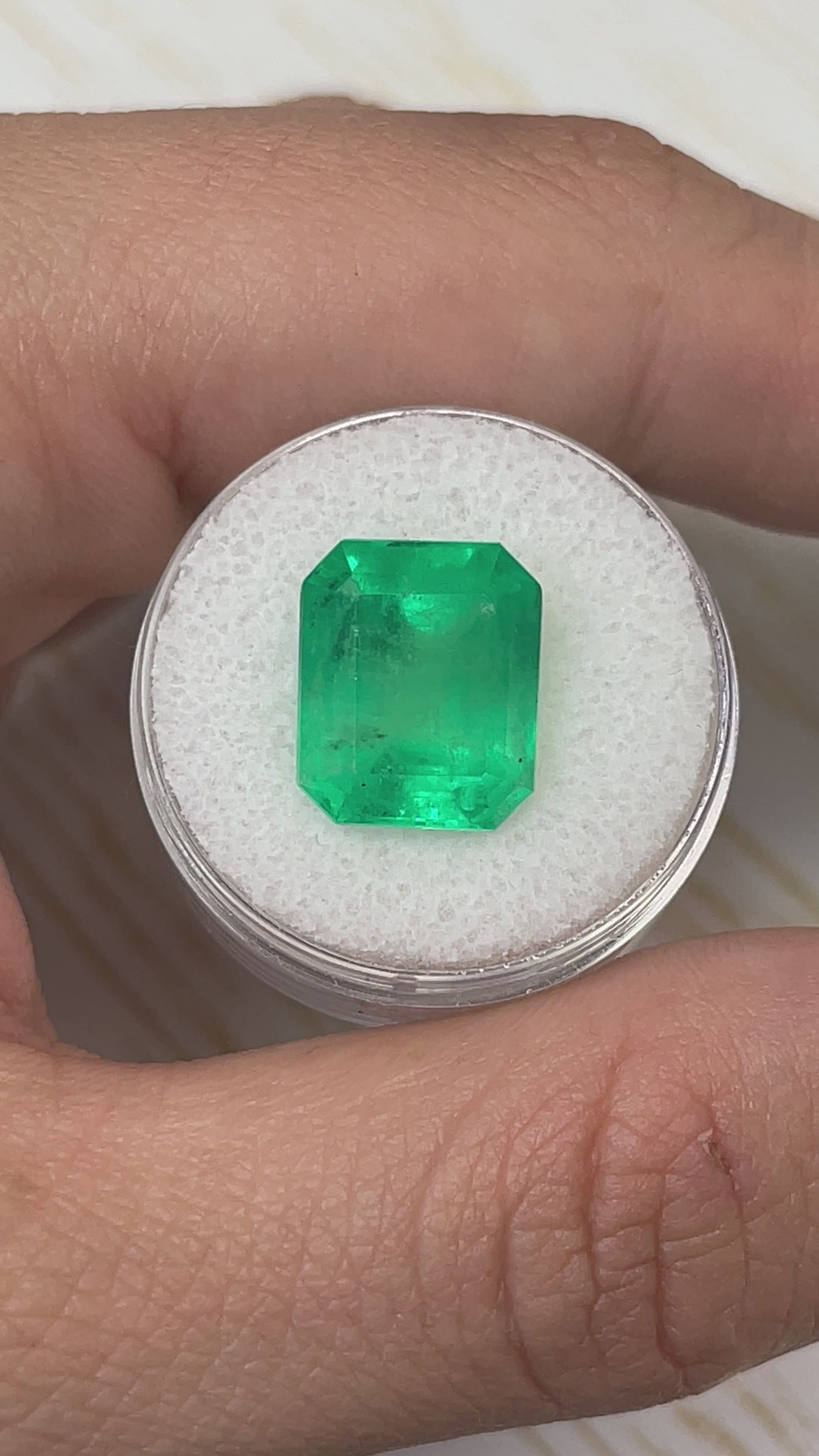 9.28 Carat 13x11 Yellowish Green Emerald Cut Loose Colombian Emerald-Emerald Cut