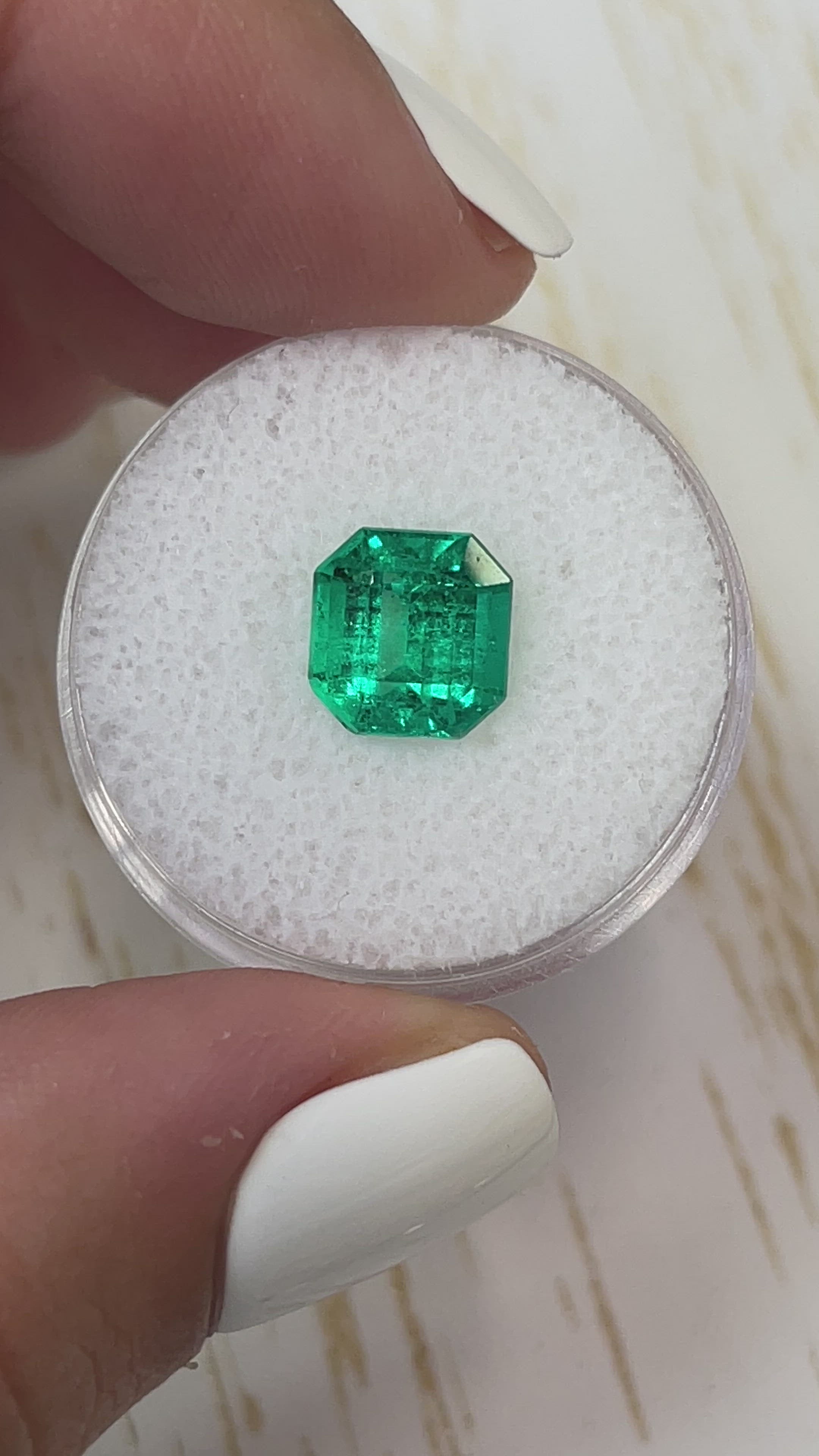 2.57 Carat GIA Vivid Bluish Green Natural Loose Colombian Emerald- Asscher Cut