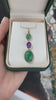 16.47tcw 14K Natural Oval Cut Cabochon Emerald & Amethyst Vintage Inspired Necklace