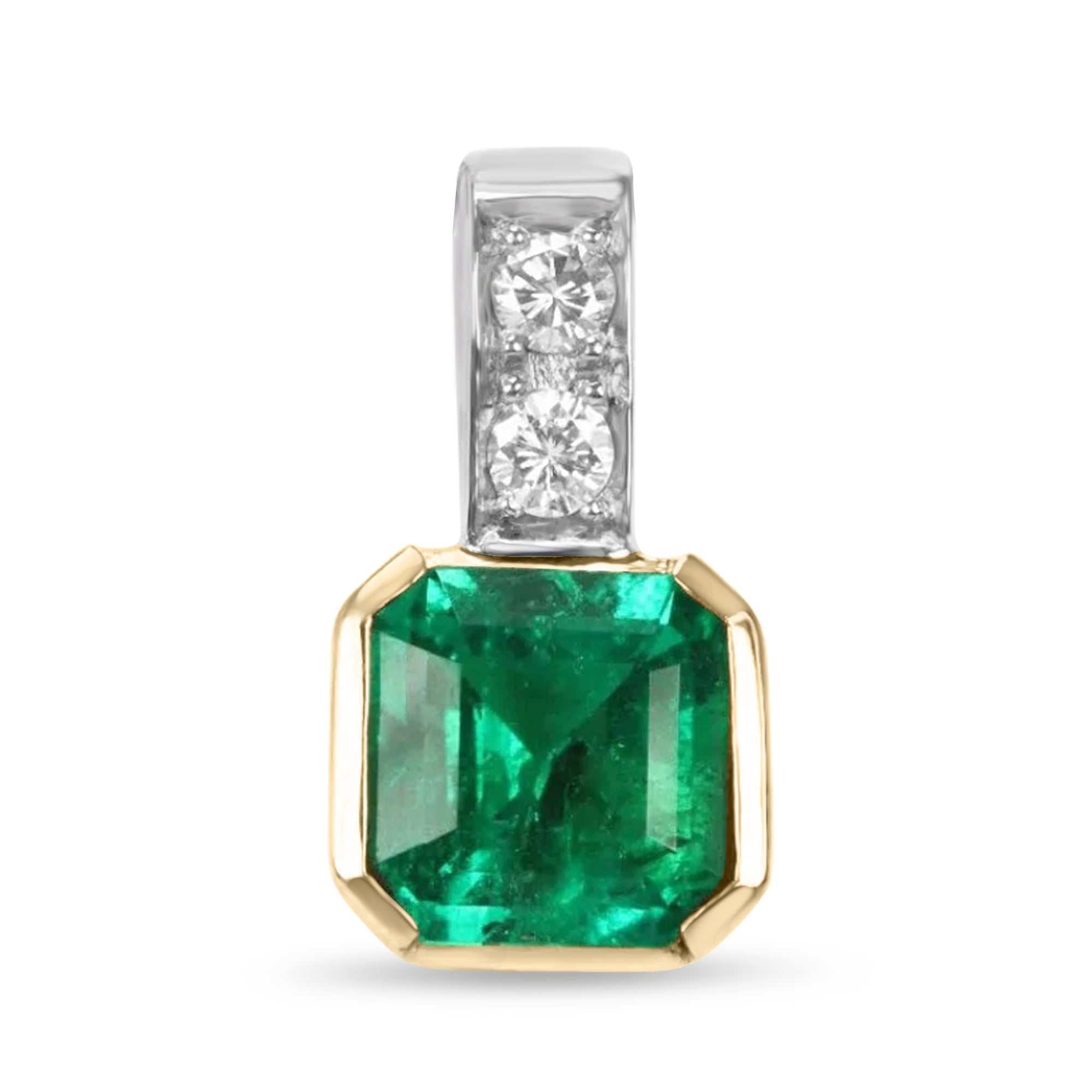 2.70tcw Fine Quality Asscher Cut Emerald & Diamond Channel Necklace 18K - JR Colombian Emeralds