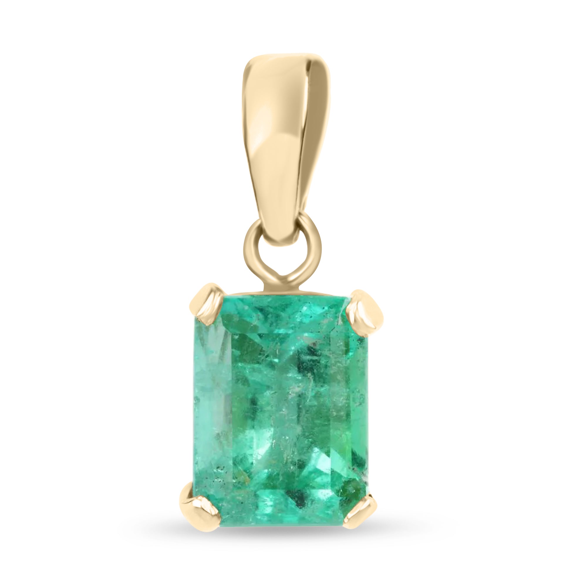 2.20 Carat Colombian Emerald Unisex Pendant Yellow Gold 14K - JR Colombian Emeralds