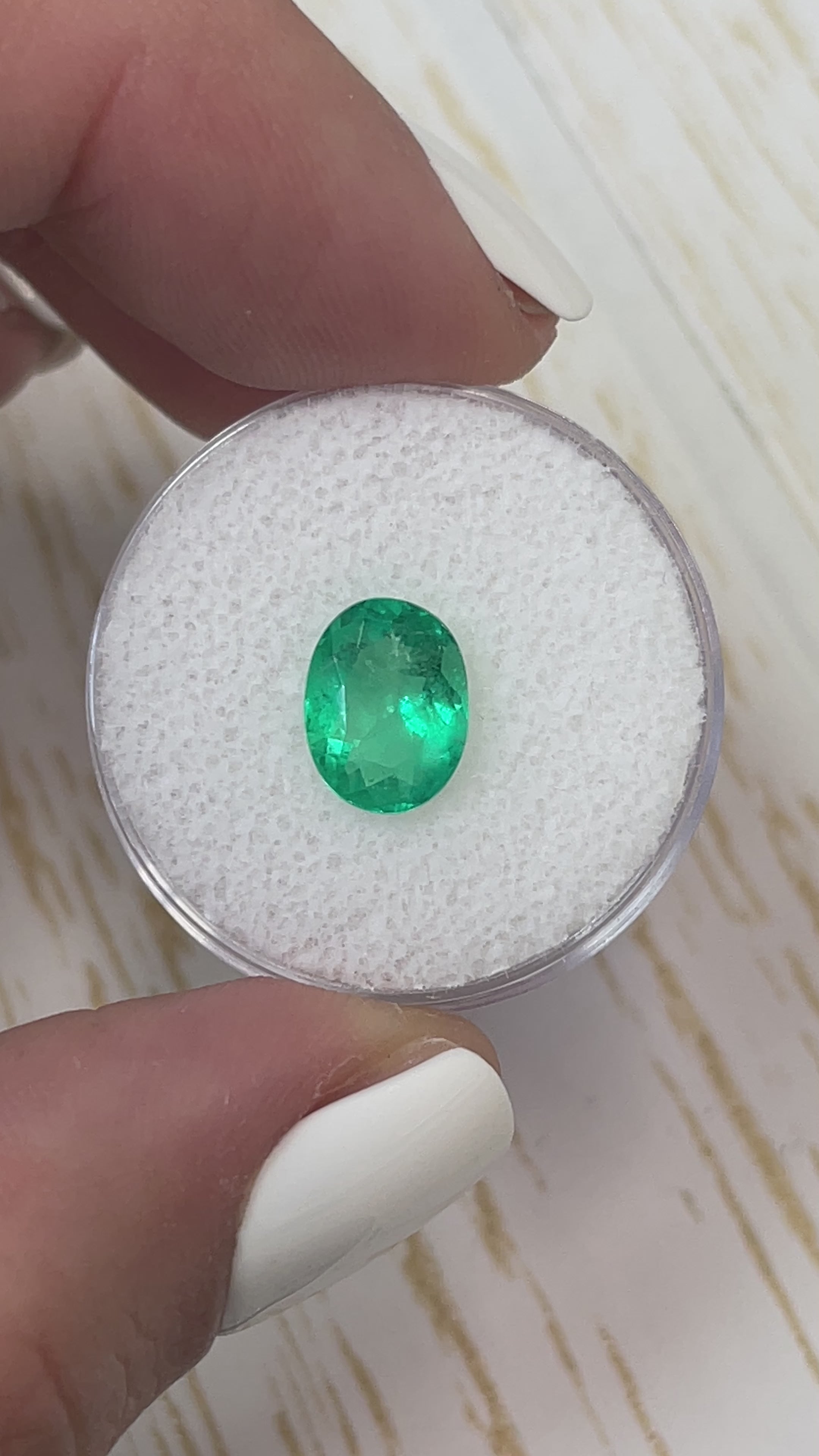 1.88 Carat 10x7 Apple Green Loose Colombian Emerald-Oval Cut