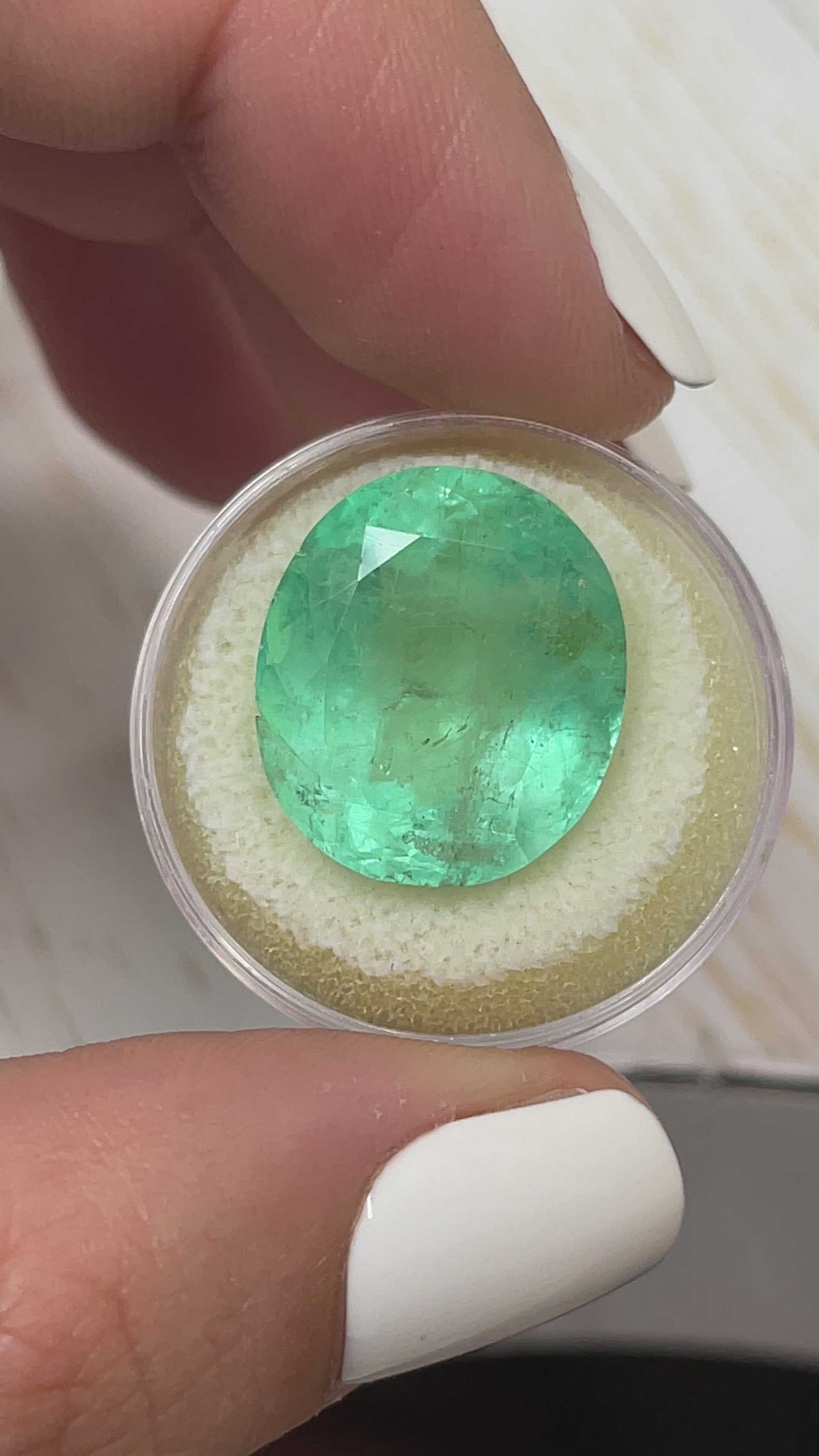 21.95 Carat 18x16 Minty Green Natural Loose Colombian Emerald-Oval Cut