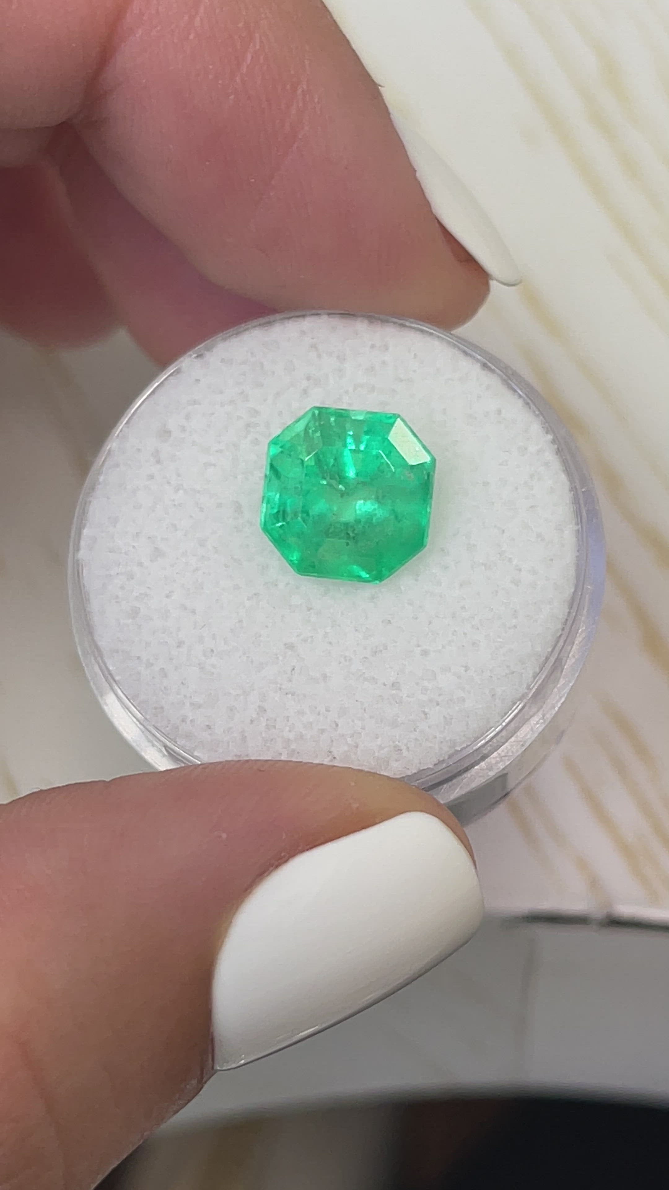 3.68 Carat 9x9 Luminous Natural Loose Colombian Emerald-Asscher Cut with Clipped Corners