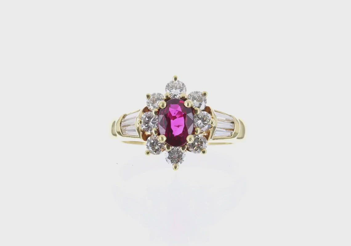 2.06cts 18K Ruby & Diamond Cocktail Ring video