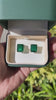 18.04tcw 18K LARGE AAA Emerald Stud Statement Heirloom Gold Earrings