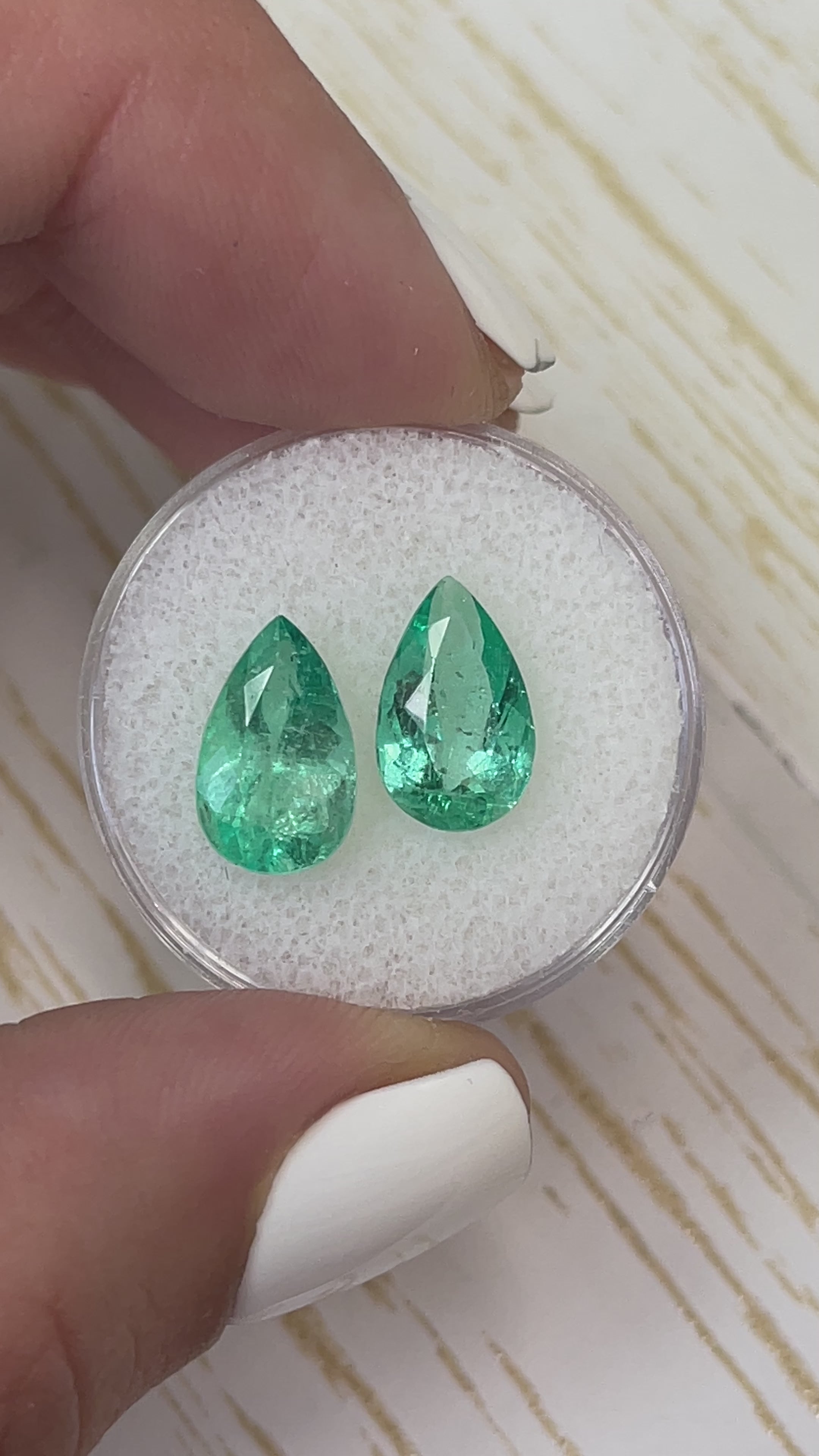 4.76tcw 12x7.5 Matching Loose Colombian Emeralds-Pear Cut