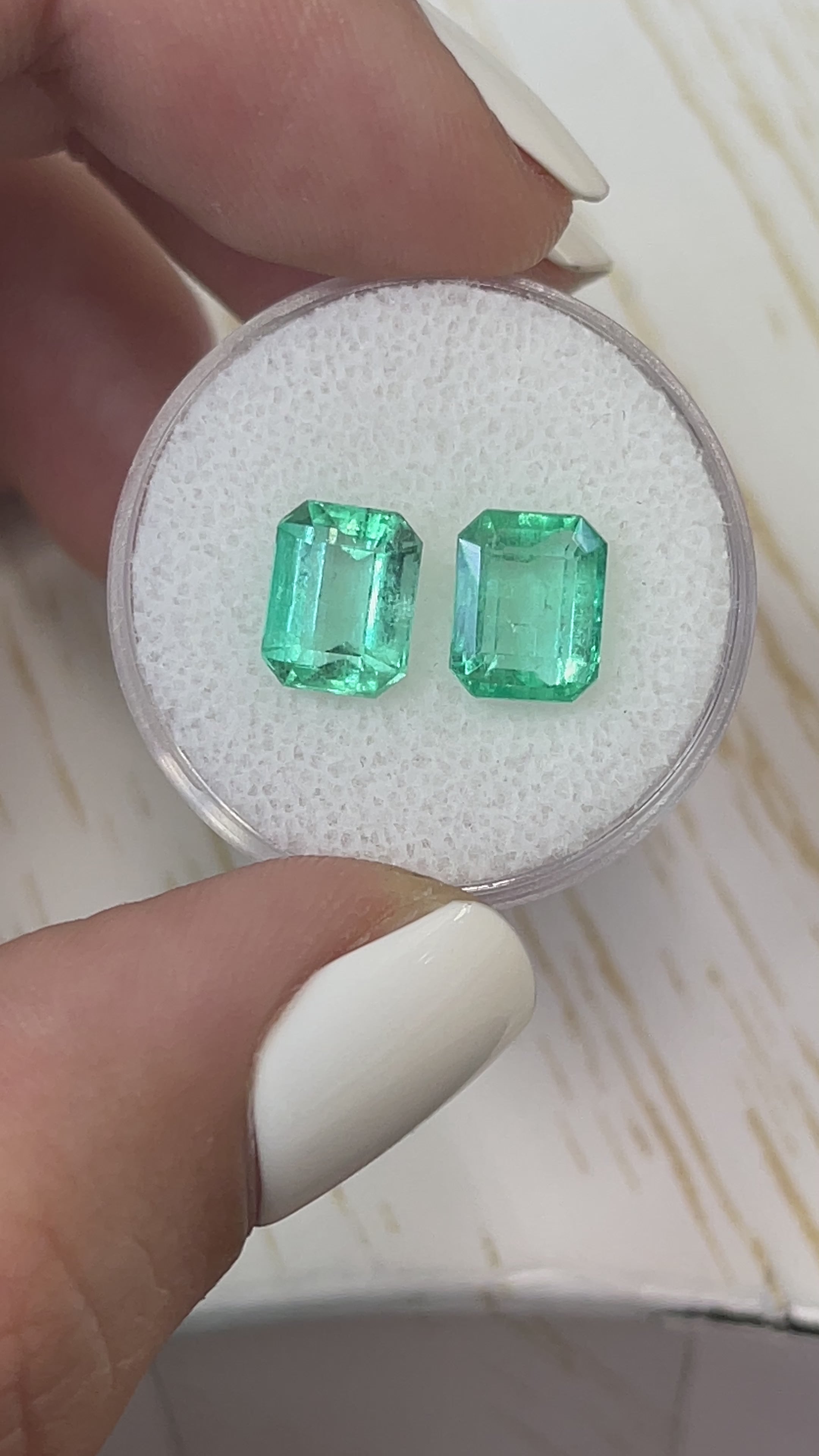 3.03tcw 8x6 Matching Green Loose Colombian Emeralds-Emerald Cut