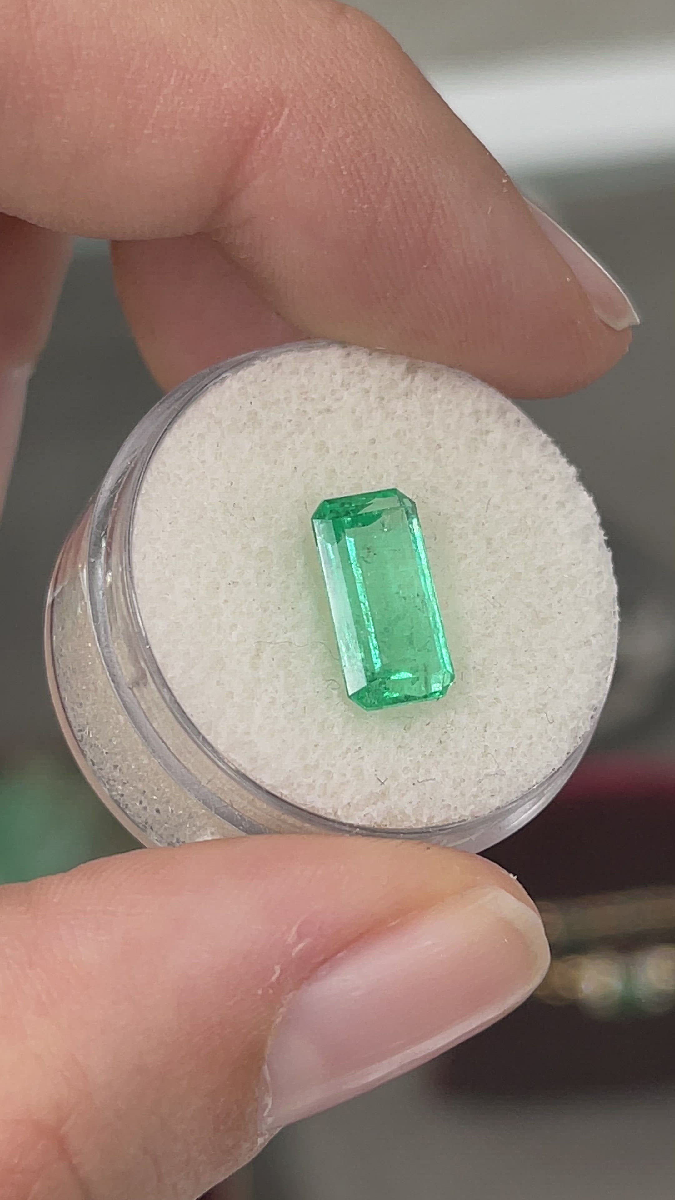 2.59 Carat Light Bluish Green Natural Loose Colombian Emerald-Elongated Emerald Cut