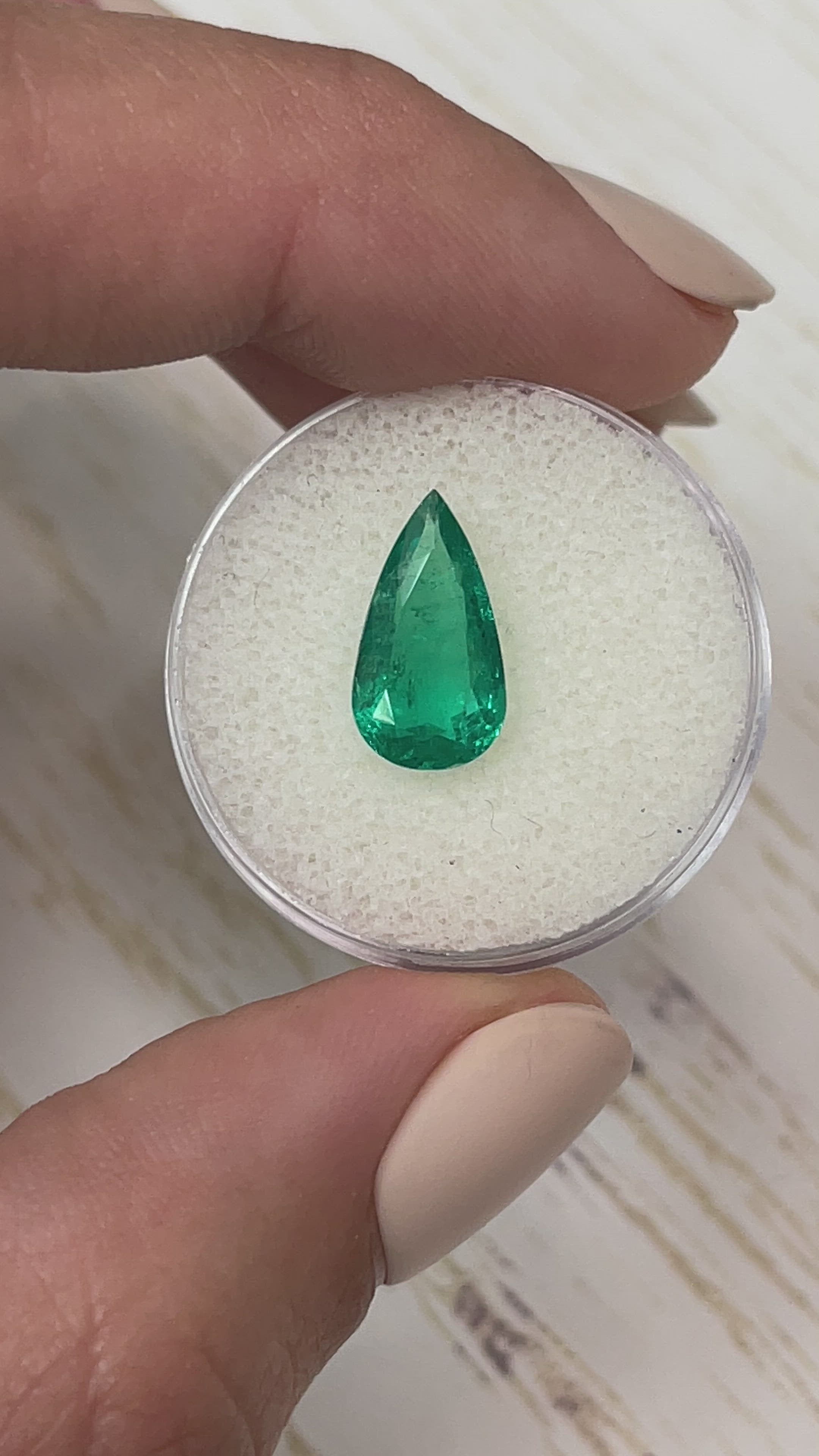 2.31 Carat Vivid Blue Green Natural Loose Colombian Emerald-Pear Cut