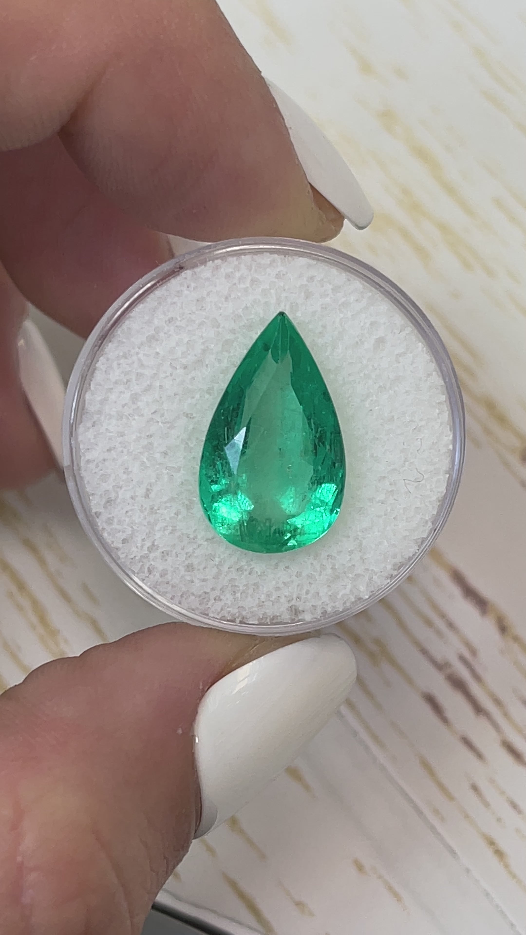 7.08 Carat 17x10.5 Vivacious Natural Loose Colombian Emerald-Pear Cut