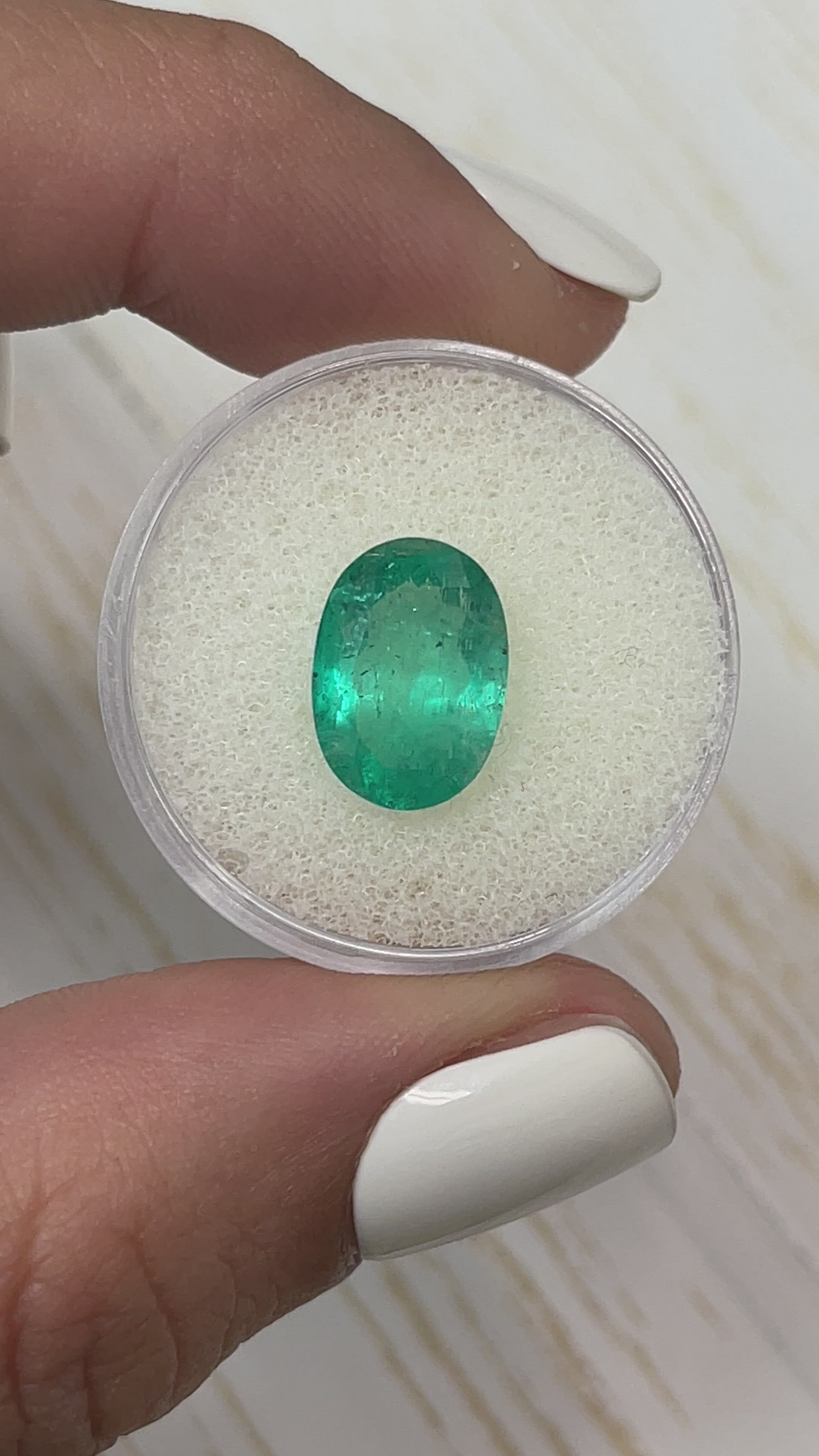 3.85 Carat Deep Bluish Green Natural Loose Colombian Emerald-Oval Cut