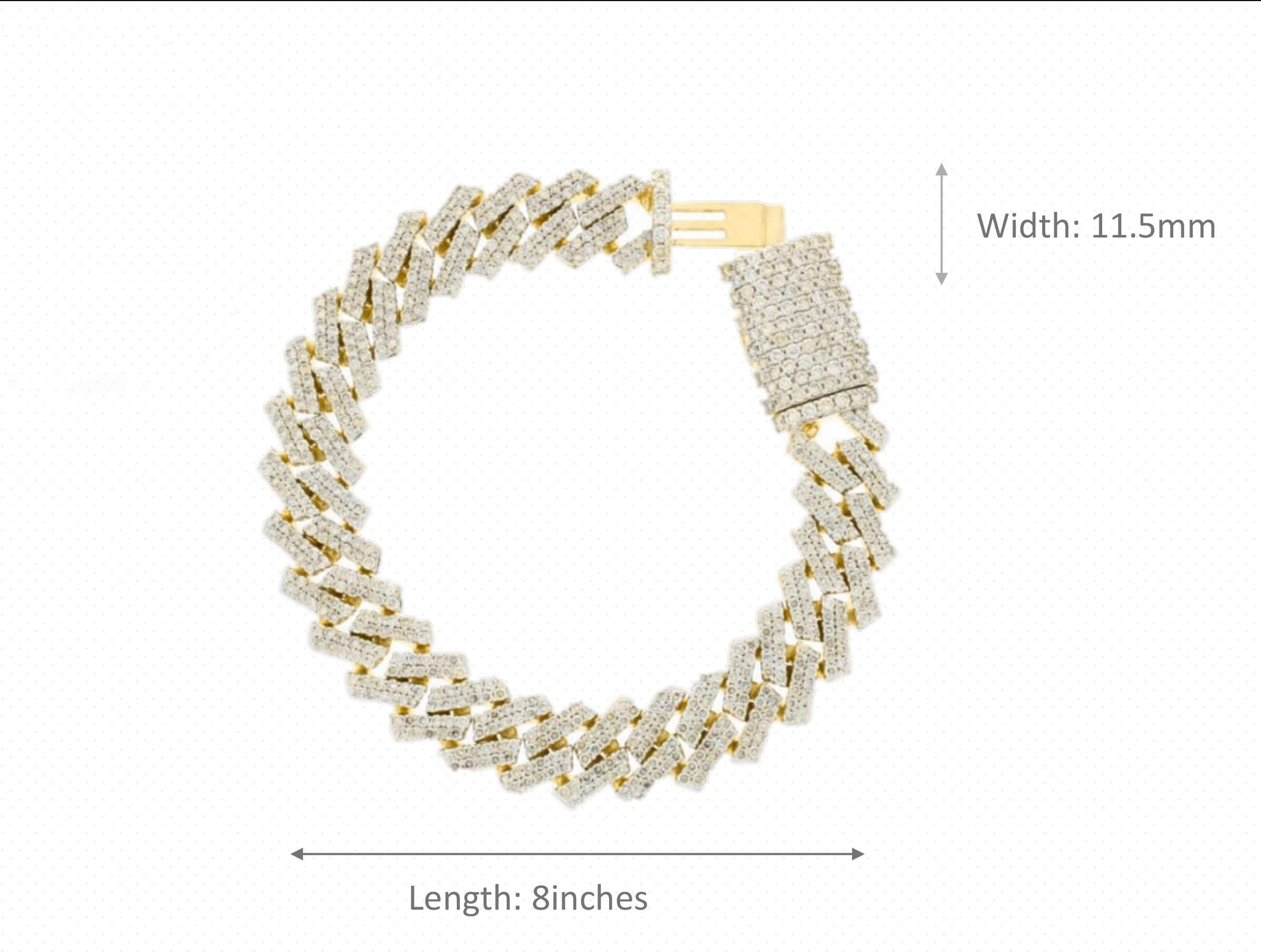 11.5 MM Miami Diamond Cuban Link Bracelets 14K gold 10.56TCW - JR Colombian Emeralds