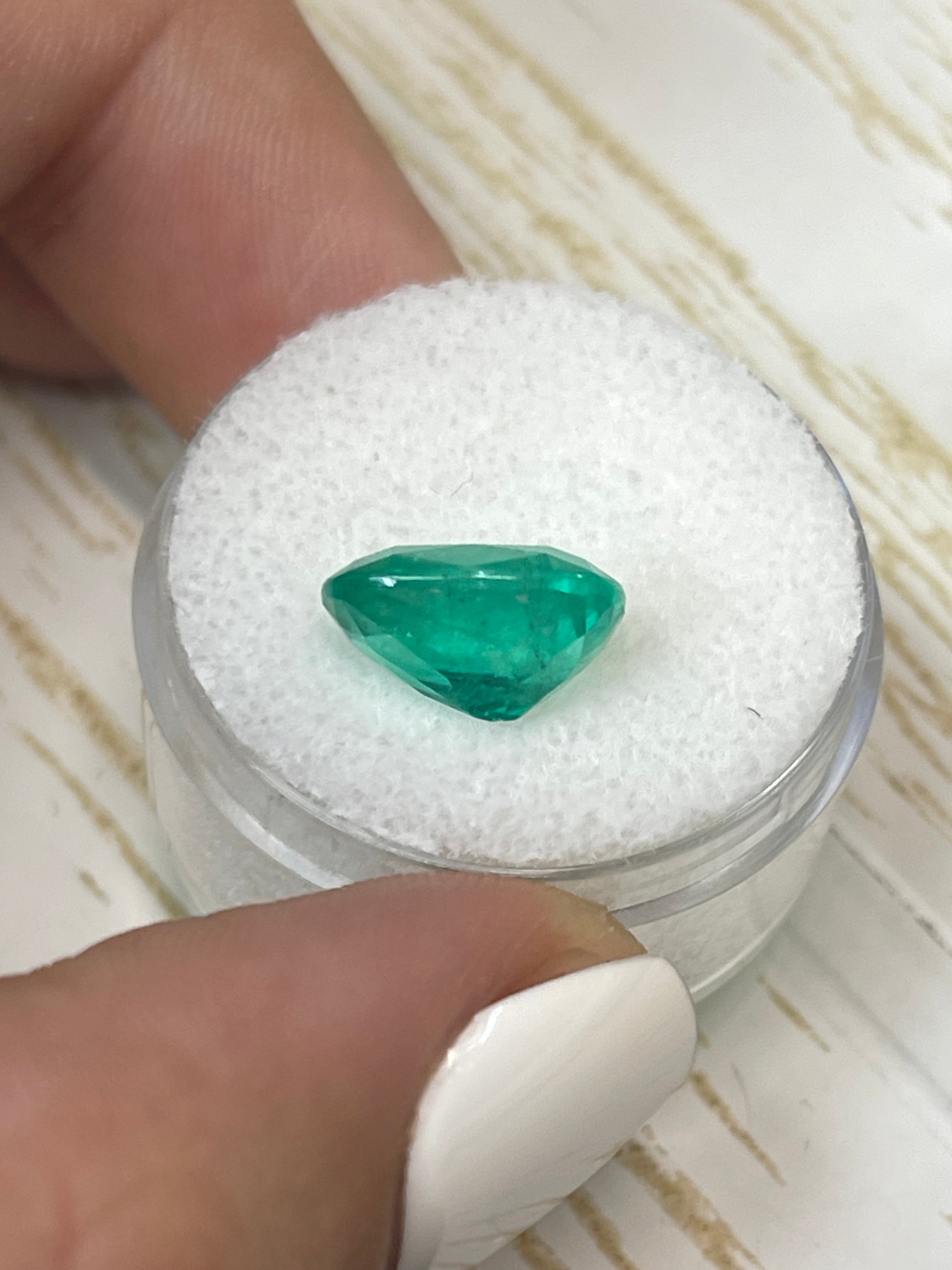 4.11 Carat 11.5x9 Fine Bluish Green Natural Loose Colombian Emerald- Cushion Cut - JR Colombian Emeralds