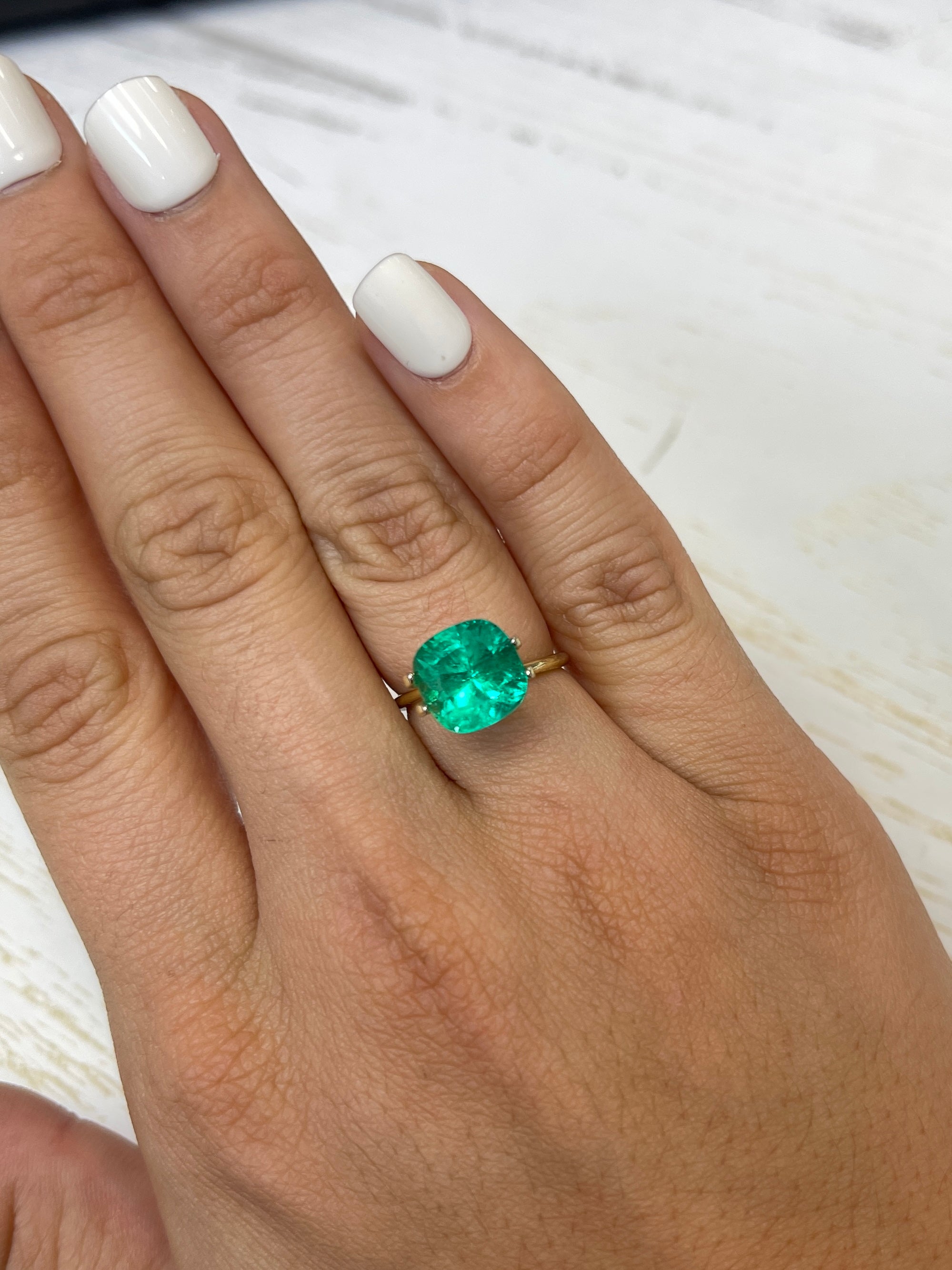 4.72 Carat 10x10 Bright Green Natural Loose Colombian Emerald-Cushion Cut - JR Colombian Emeralds