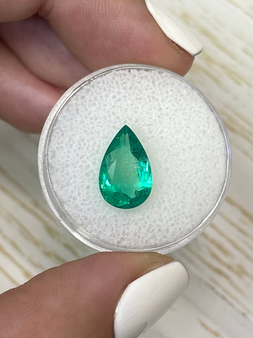 2.51 Carat 12.5x8 Green Natural Loose Colombian Emerald-Pear Cut