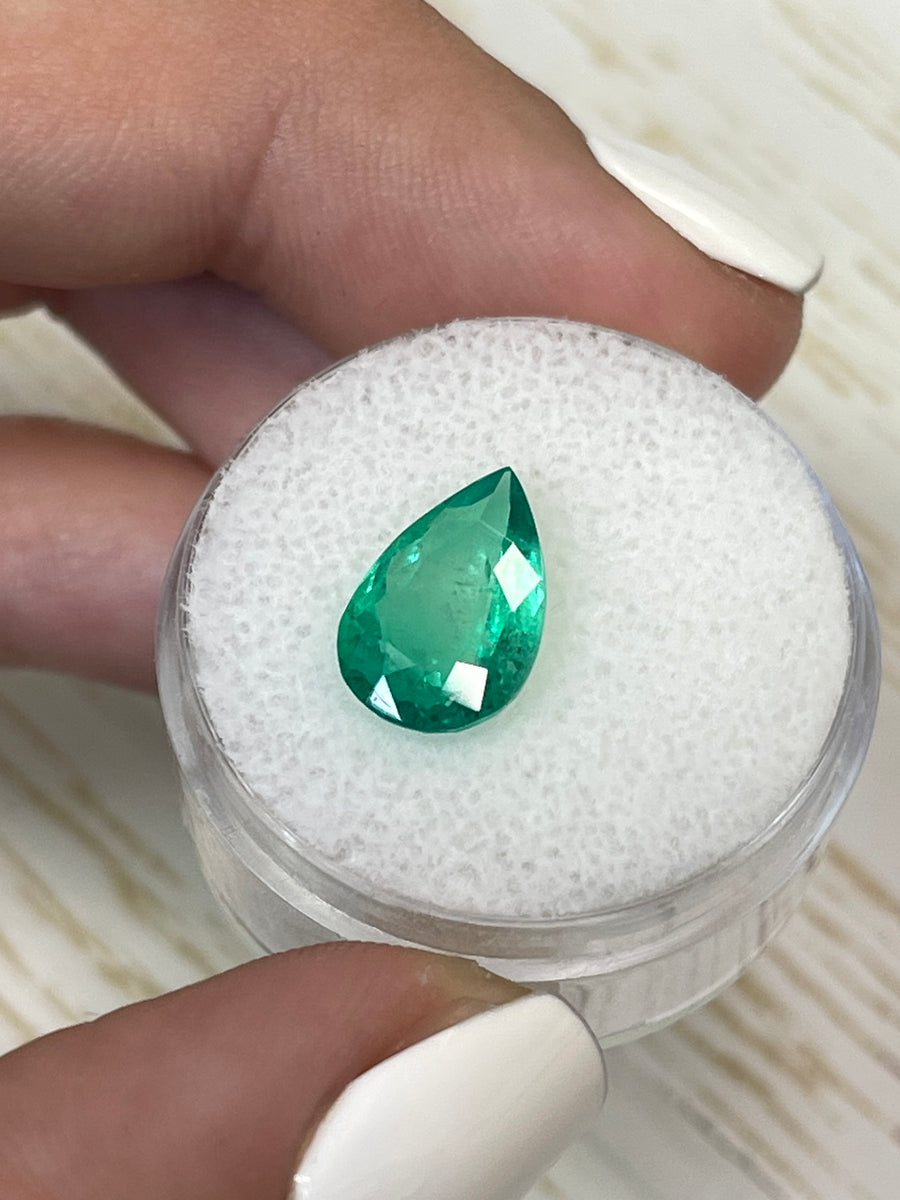 Genuine Colombian Emerald - 2.51 Carat Pear Shaped Gem, Stunning Green Hue