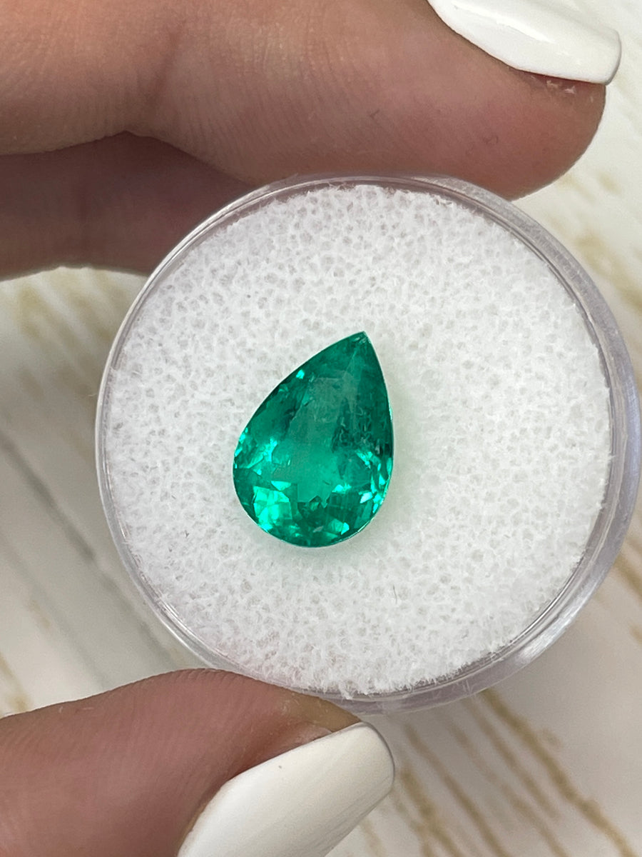 Colombian Emerald - 3.26 Carat Natural Green Pear-Shaped Stone