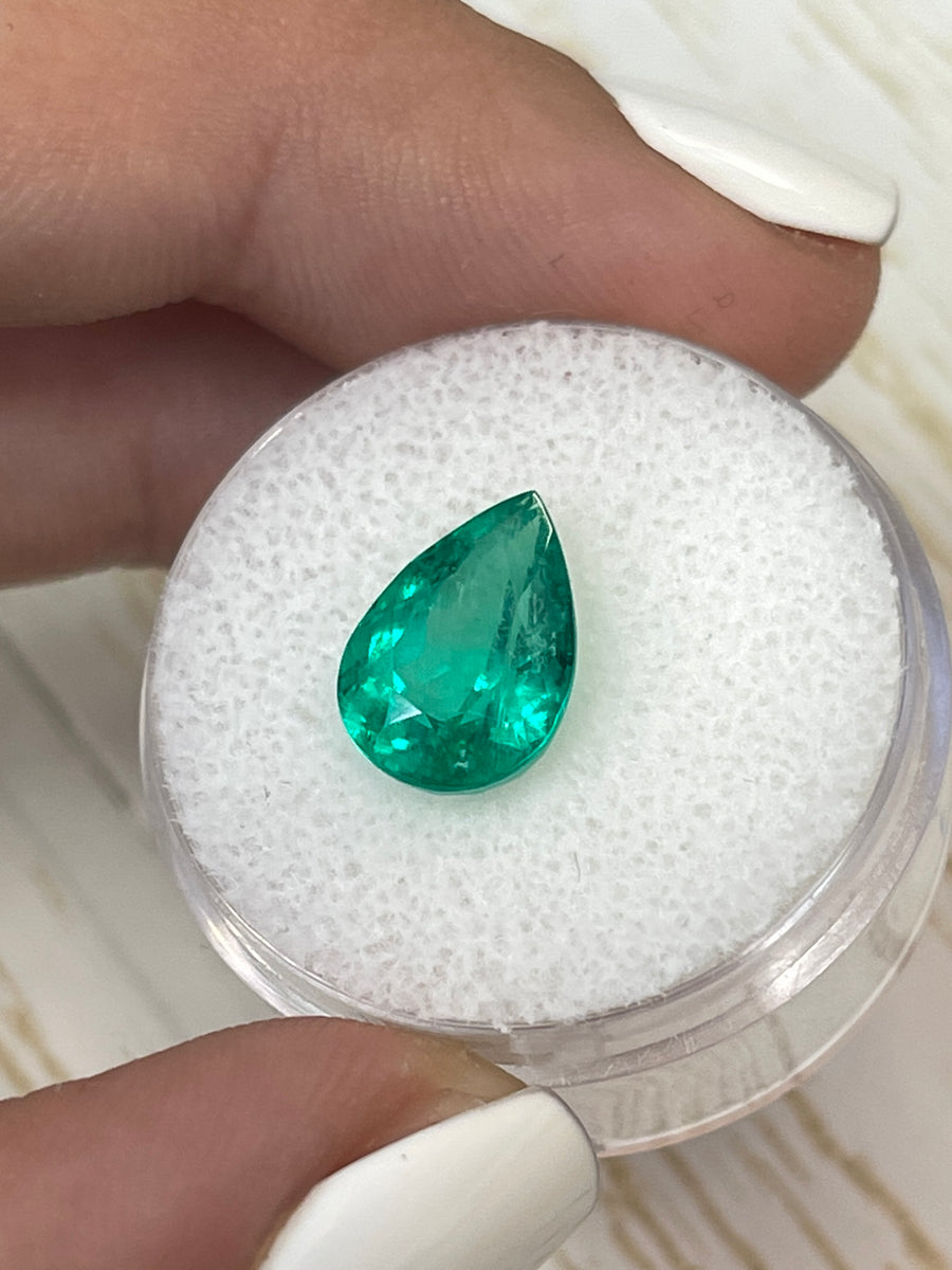 3.26 Carat Pear-Cut Colombian Emerald - Vivid Green Loose Gem