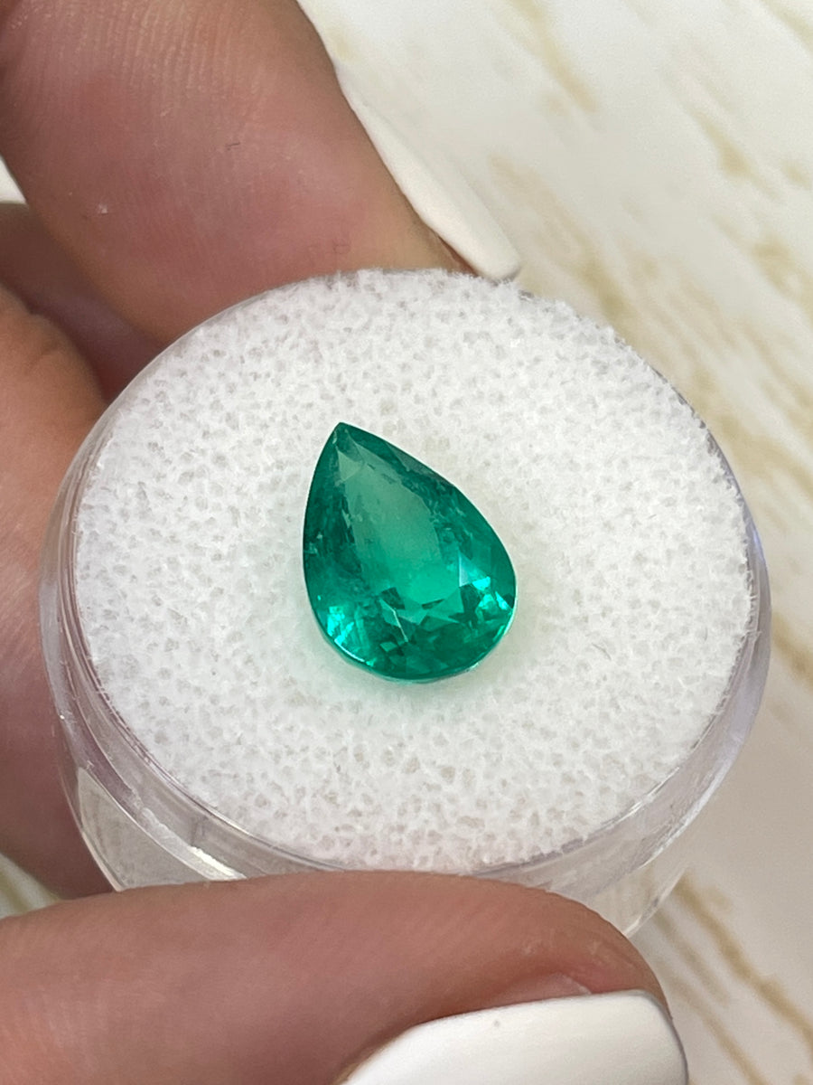 Pear-Cut 3.26 Carat Colombian Emerald - Gorgeous Green Gem