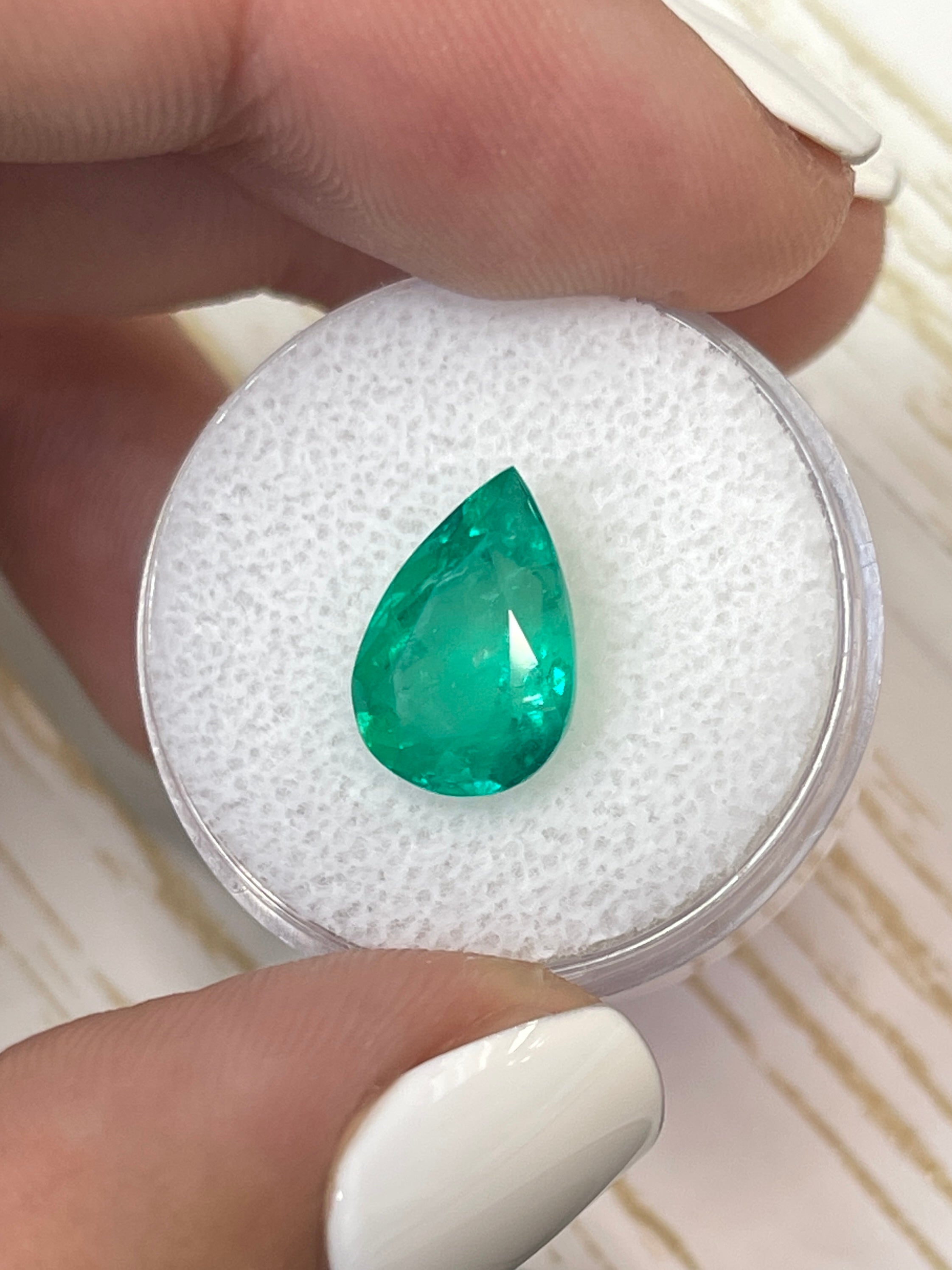 Vibrant 4.0 Carat Yellow-Green Colombian Emerald - Pear Cut Loose Gem