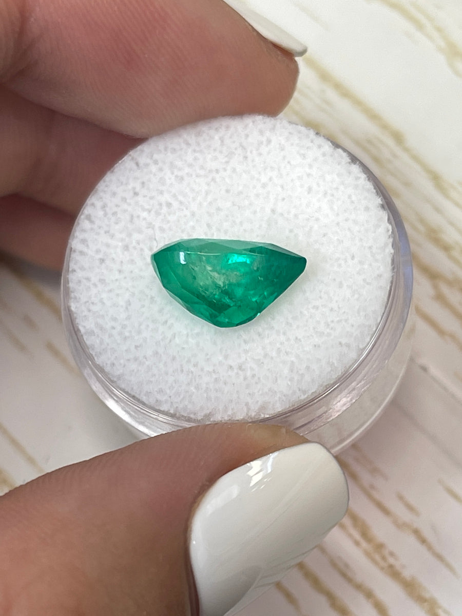 Colombian Emerald Gemstone - 4.0 Carat Pear Cut with Yellowish Green Tint