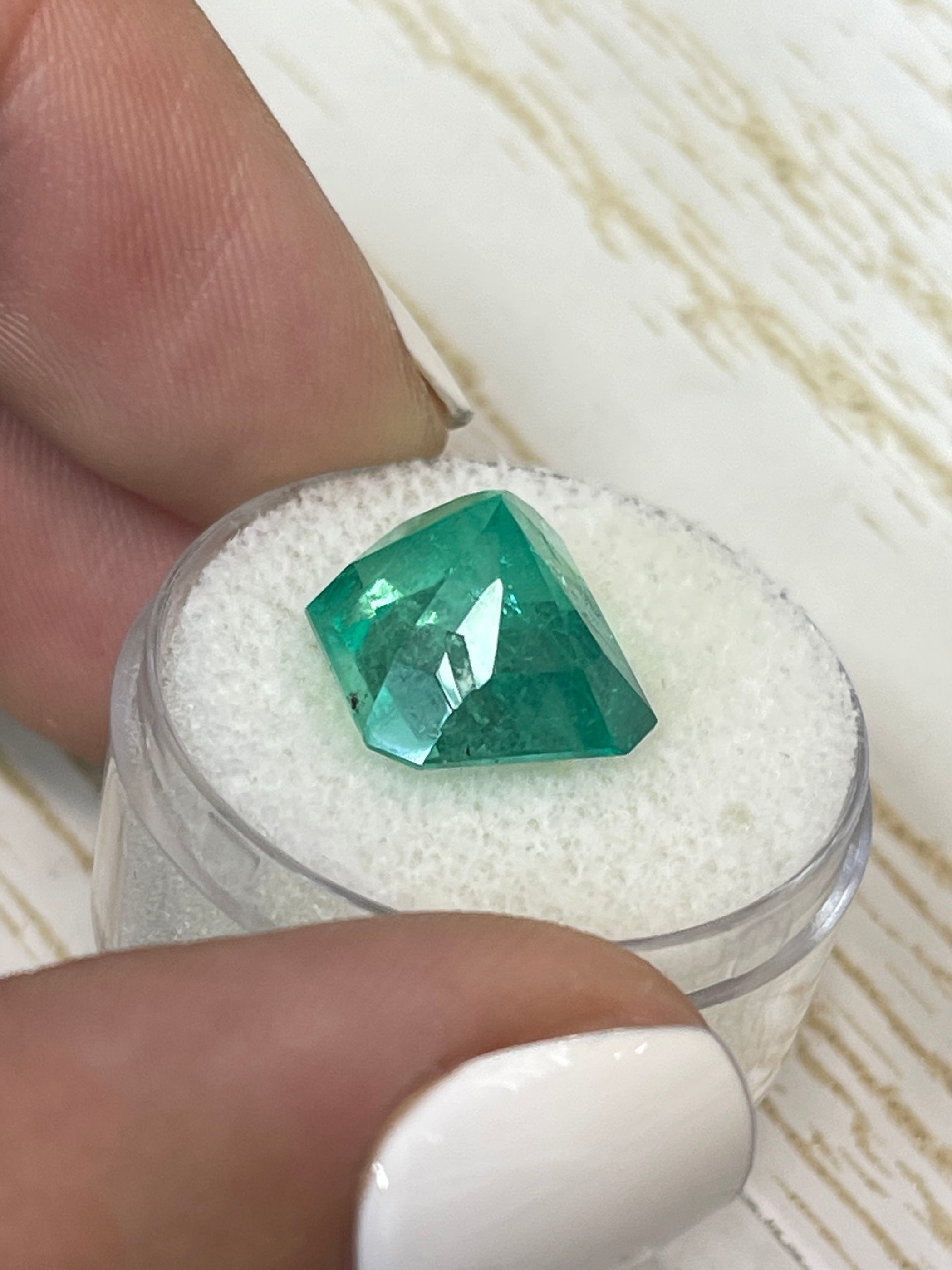 8.10 Carat 12.5x11.7 Vibrant Green Natural Loose Colombian Emerald-Asscher Cut - JR Colombian Emeralds