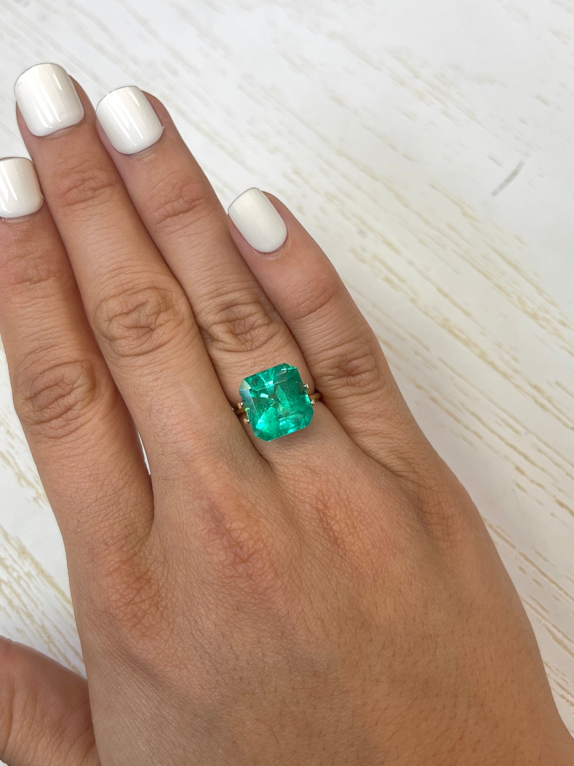 8.10 Carat 12.5x11.7 Vibrant Green Natural Loose Colombian Emerald-Asscher Cut - JR Colombian Emeralds