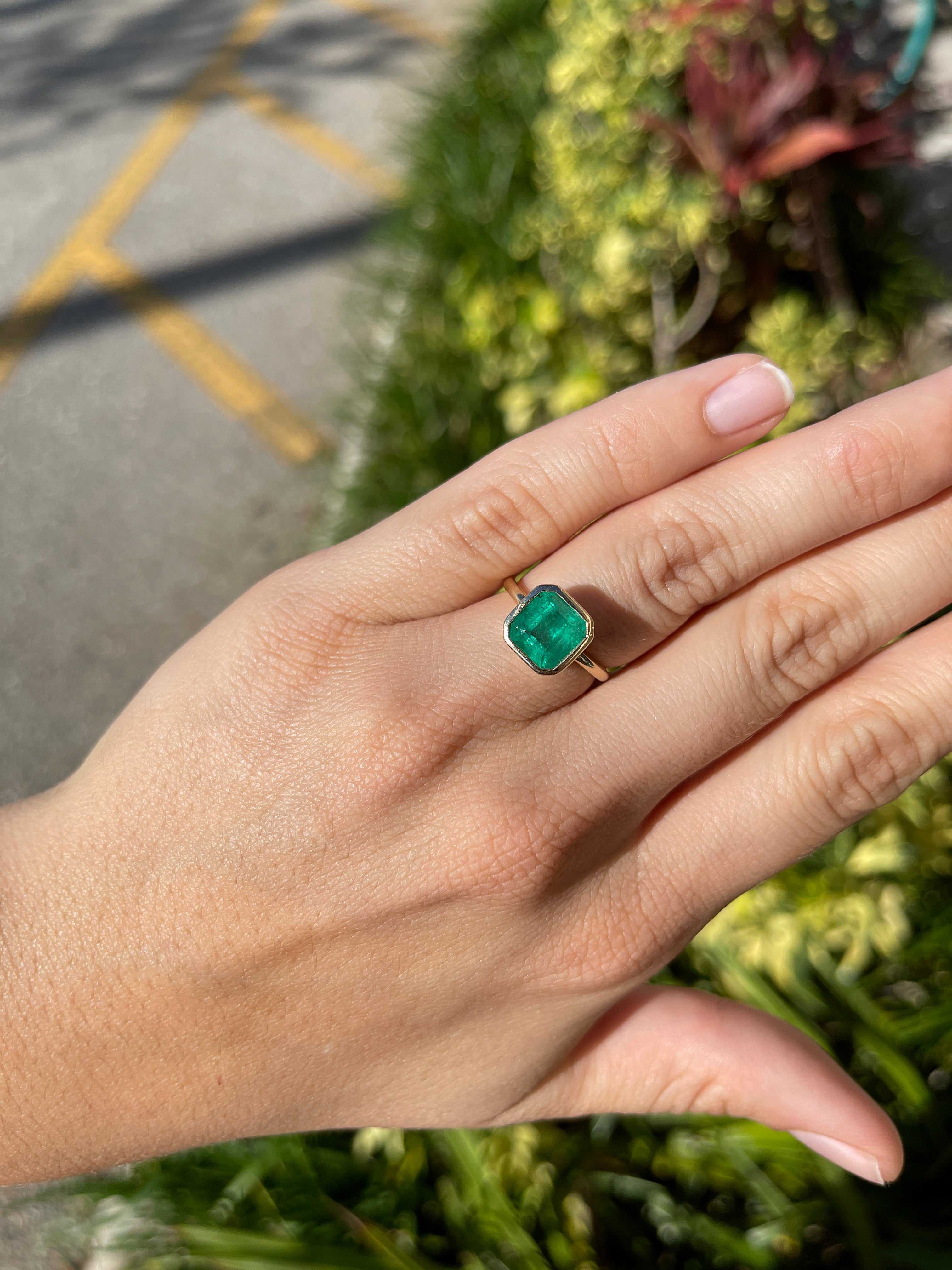 Carat Emerald Cut Emerald 14k Yellow & White Gold Ring