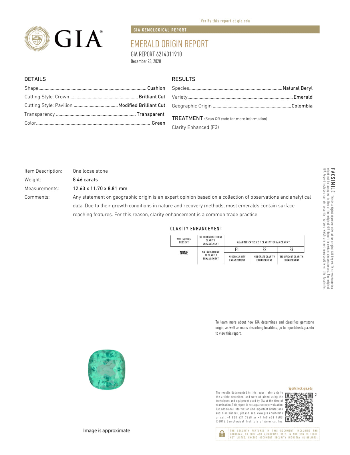 8.46 Carat GIA Certified 13x12 Lustrous Bluish Green Natural Loose Cushion Cut Colombian Emerald - JR Colombian Emeralds