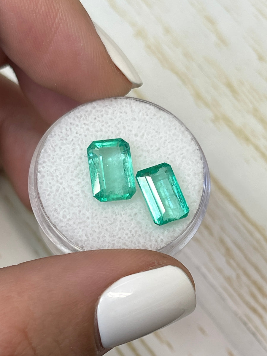 10x7mm Colombian Emeralds - A Set of Two - 4.79 Total Carats - Emerald Shape