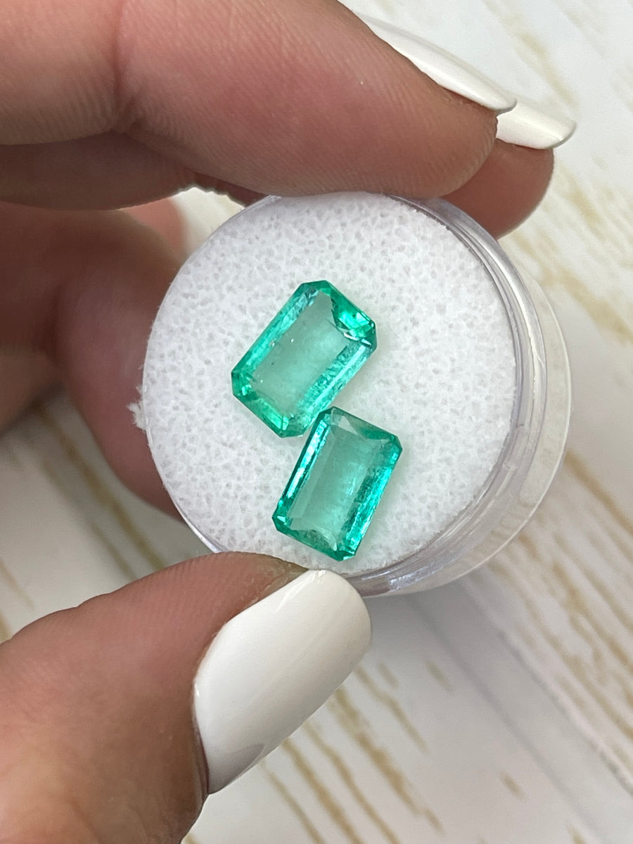 Colombian Emerald Duo - 10x7mm Loose Stones - 4.79 Total Carat Weight
