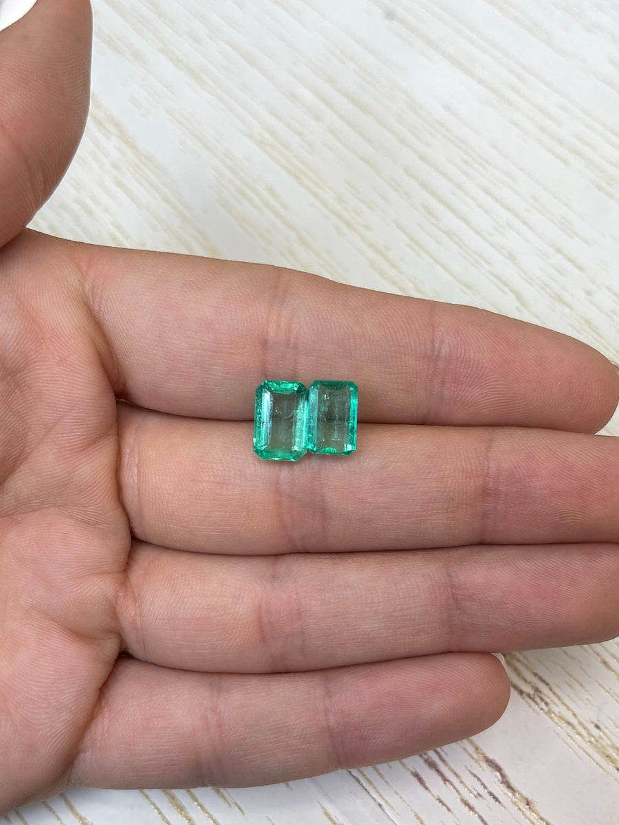 Pair of 4.79 Carat Colombian Emeralds - Brilliant Emerald Cut - Loose Gems