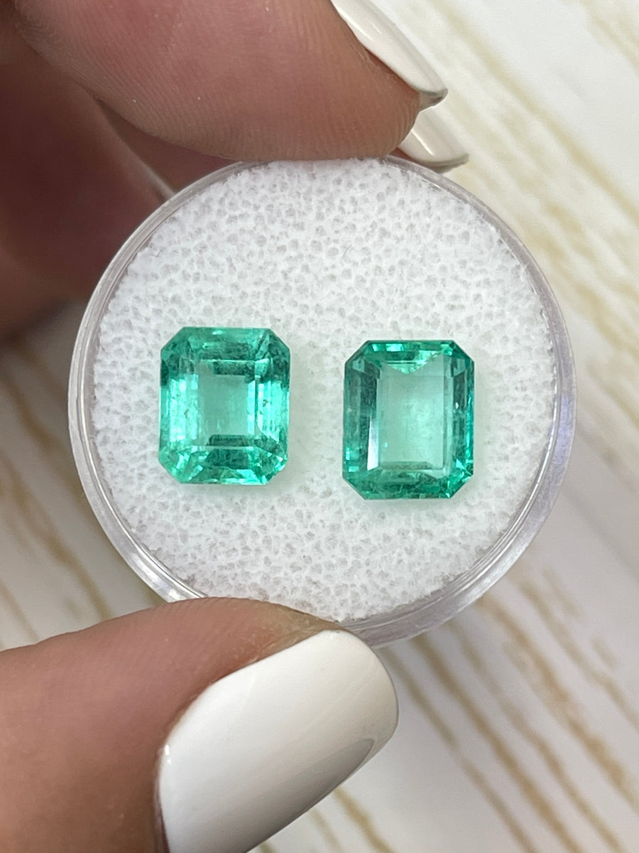 3.85tcw Emerald Cut Colombian Emeralds Measuring 8.5x6.5