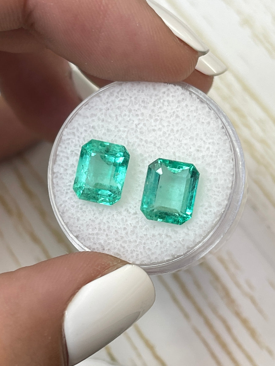 3.85tcw Colombian Emeralds in Emerald Cut, 8.5x6.5 Dimensions
