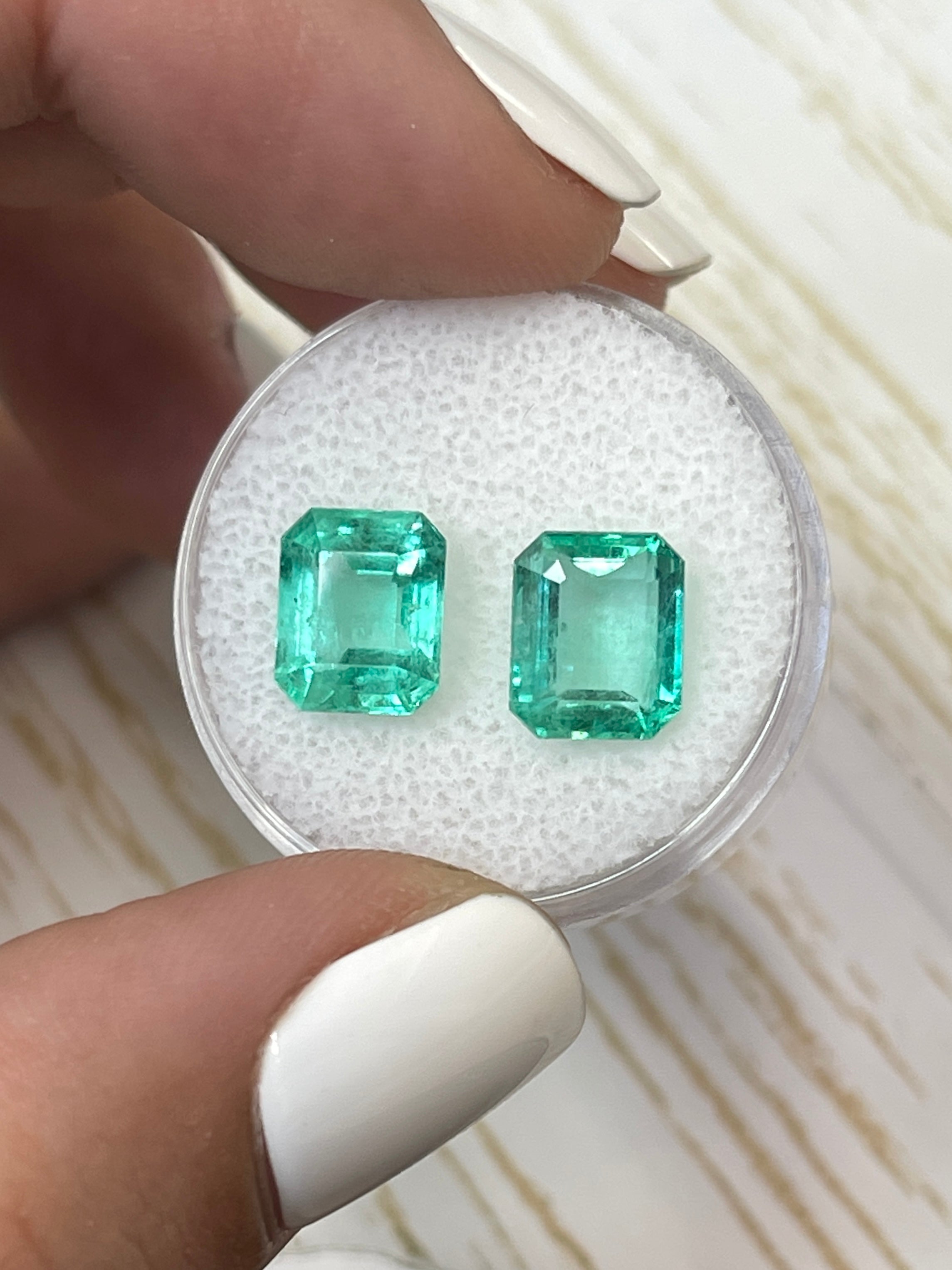 3.85tcw Green Loose Colombian Emeralds - Emerald Cut