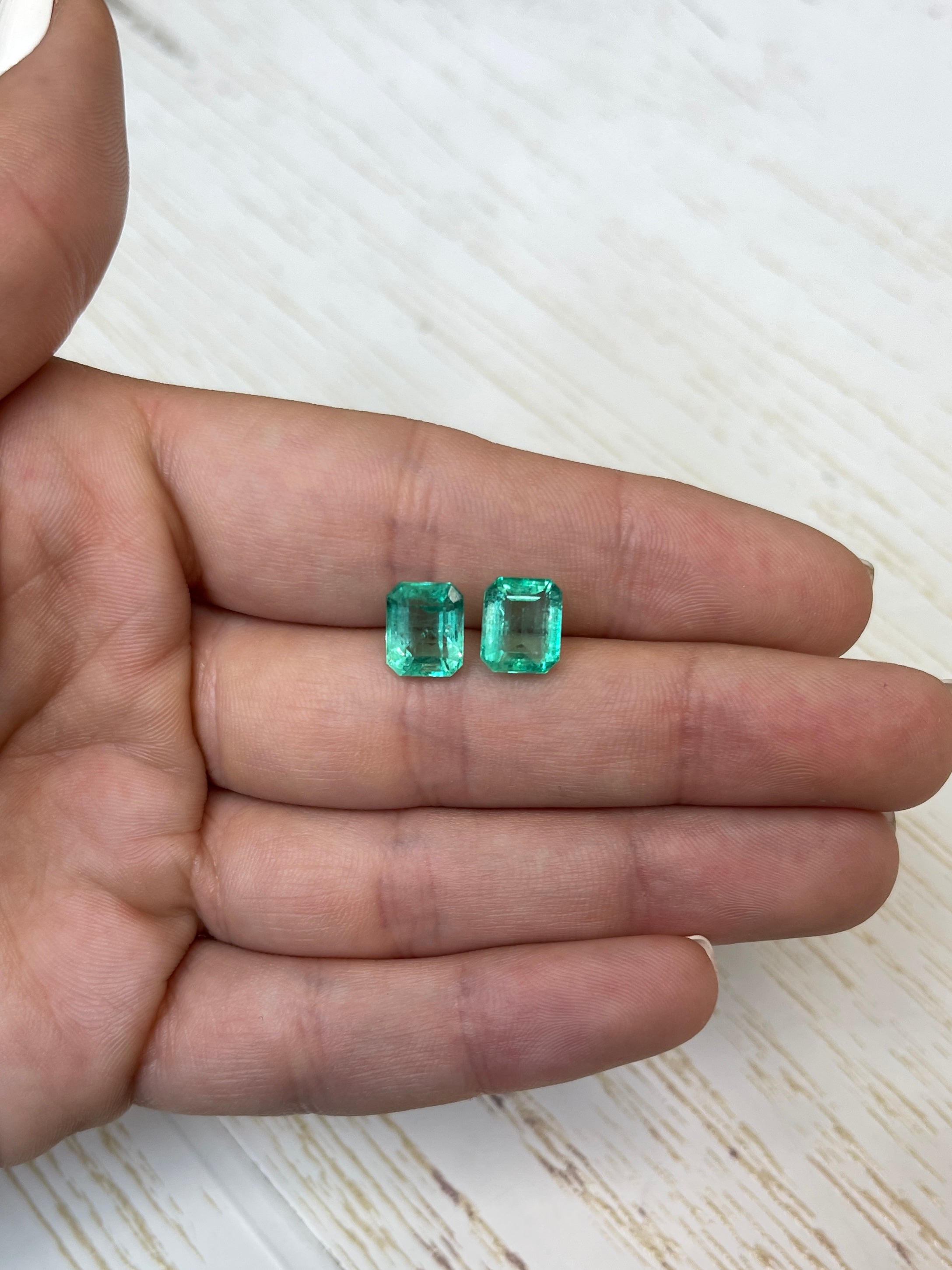 3.85tcw 8.5x6.5 Matching Green Loose Colombian Emeralds-Emerald Cut - JR Colombian Emeralds